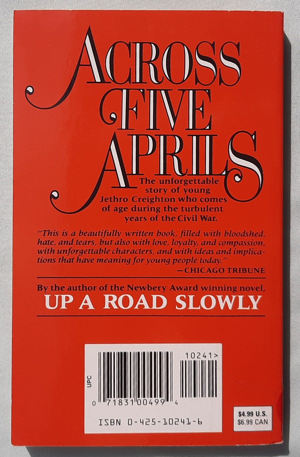 Across Five Aprils by Irene Hunt (Good, 1986, Pbk, 190 pages, Berkley Books)