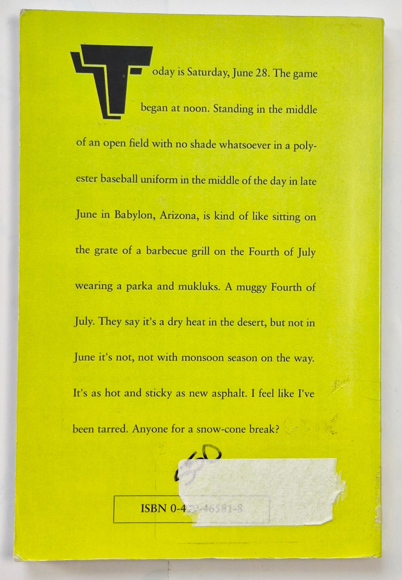 Out Standing in My Field by Patrick Jennings (Uncorrected Proof, Very good, 2005, Pbk, 165 pages, Scholastic Press)