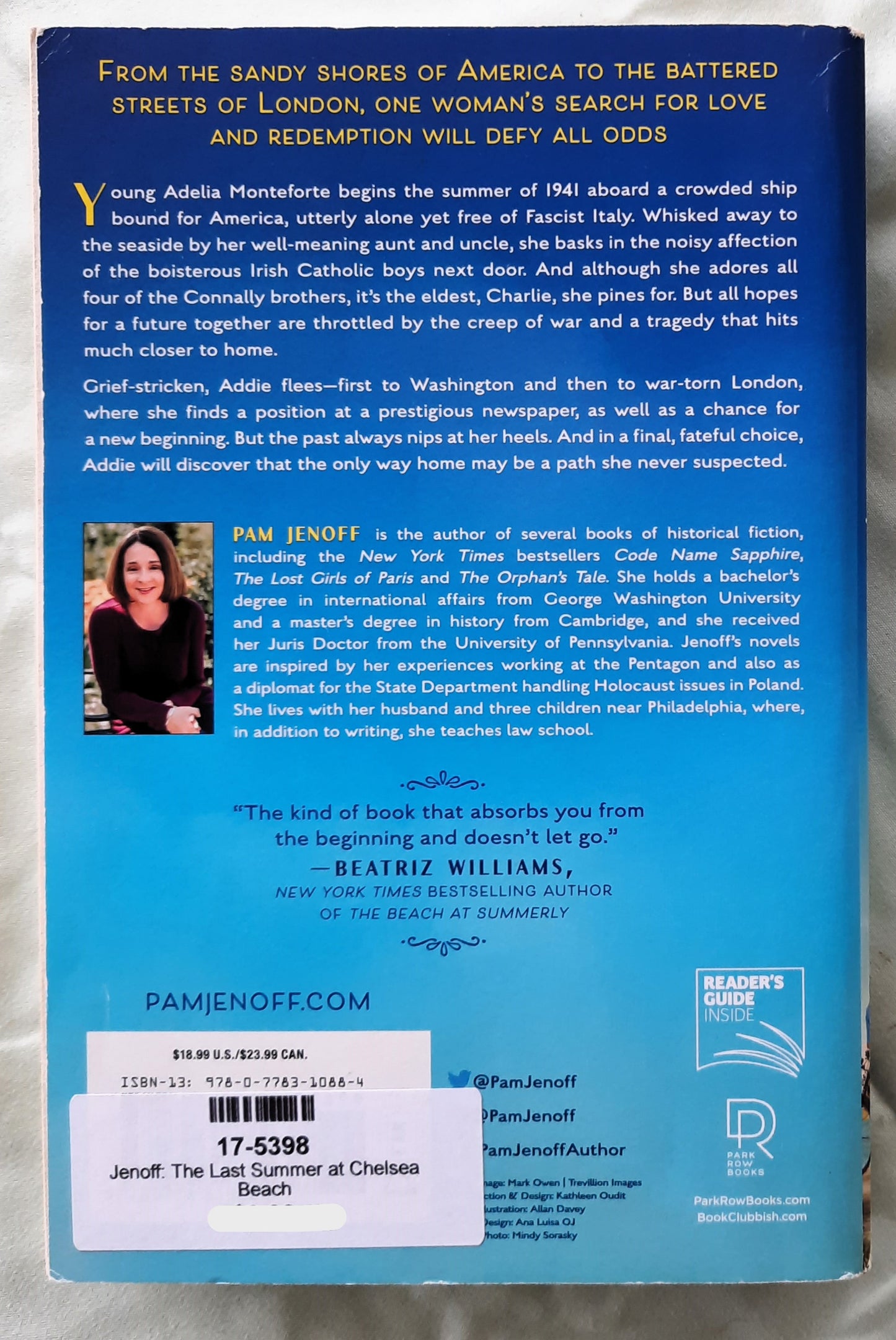 The Last Summer at Chelsea Beach by Pam Jenoff (Very good, 2024 Pbk, 381 pages, Park Row Books)