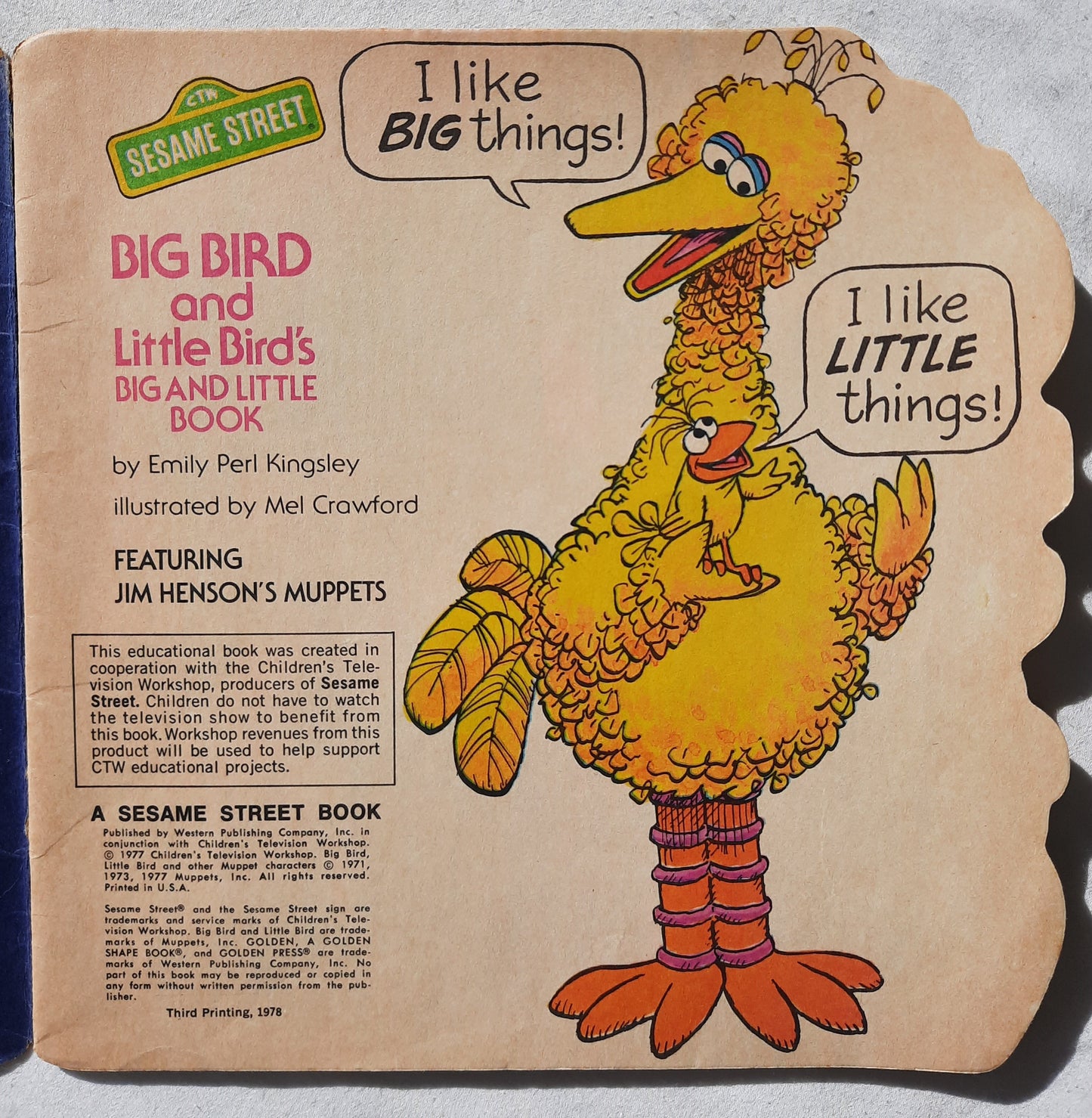 Big Bird and Little Bird's Big and Little Book by Emily Perl Kingsley; Mel Crawford (Sesame Street, Good, 1978, Pbk, 24 pages, Western Publishing Co.)