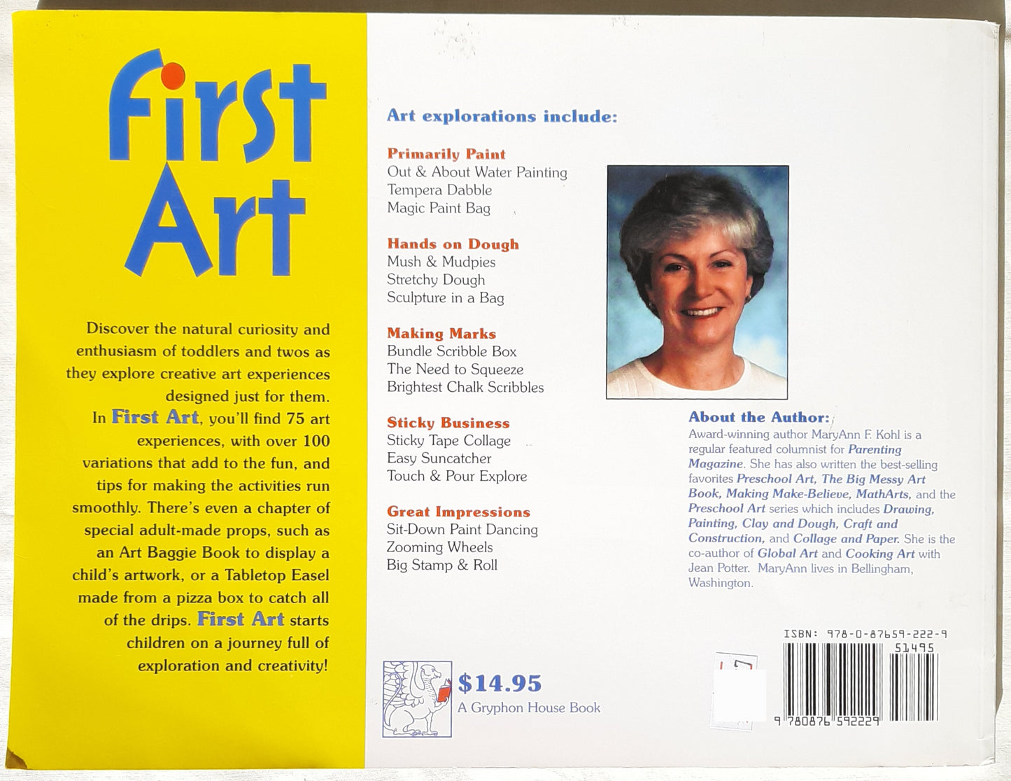 First Art for Toddlers and Twos by Mary Ann F. Kohl (Good, 2002, Pbk, Gryphon House)