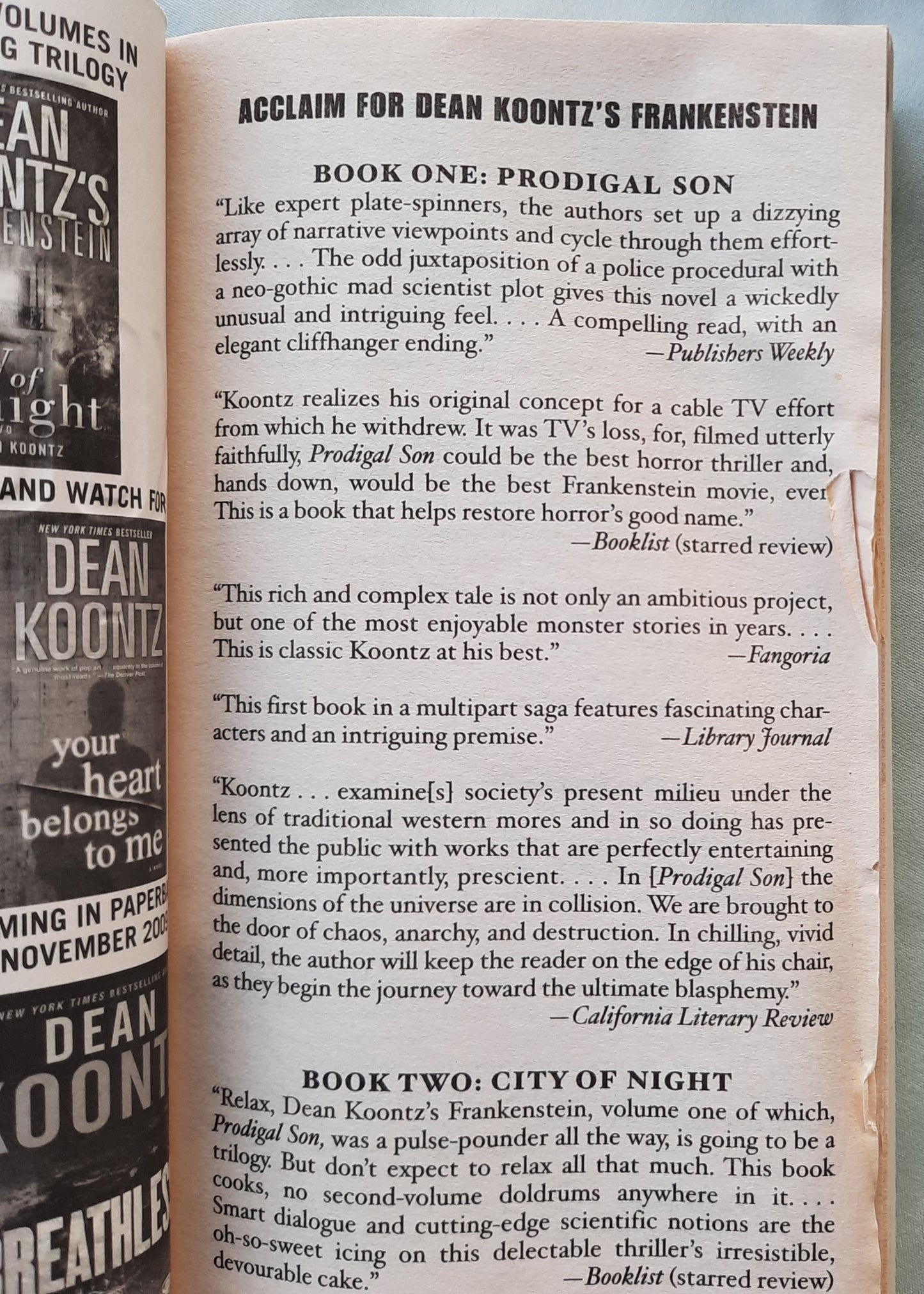 Dead and Alive by Dean Koontz (Frankenstein #3, Good, 2009, Pbk, 352 pages, Bantam Books)