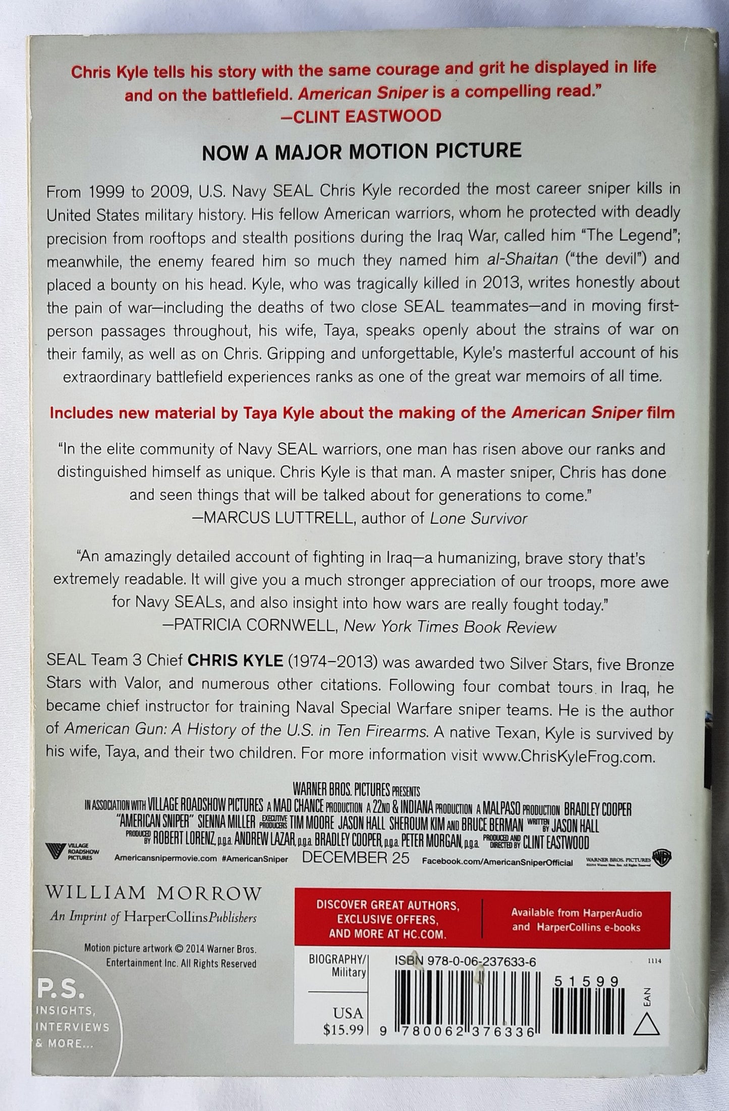 American Sniper by Chris Kyle; Jim DeFelice (Very good, 2013, Pbk, 392 pages, William Morrow)