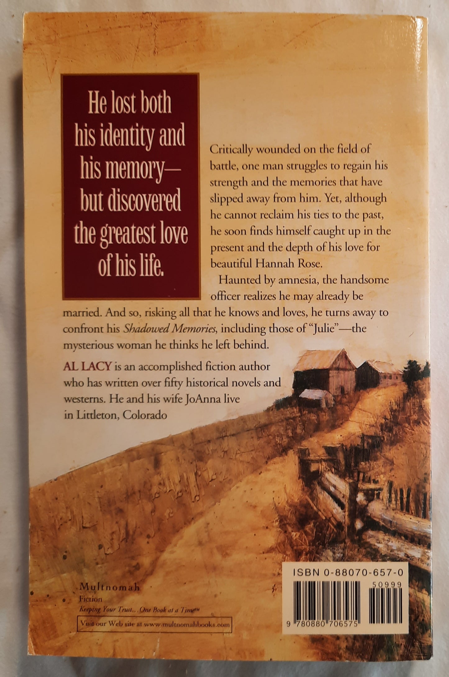 Shadowed Memories by Al & JoAnna Lacy (Battles of Destiny: Shiloh, Very good, 1994, PBK, 307 pages, Multnomah)