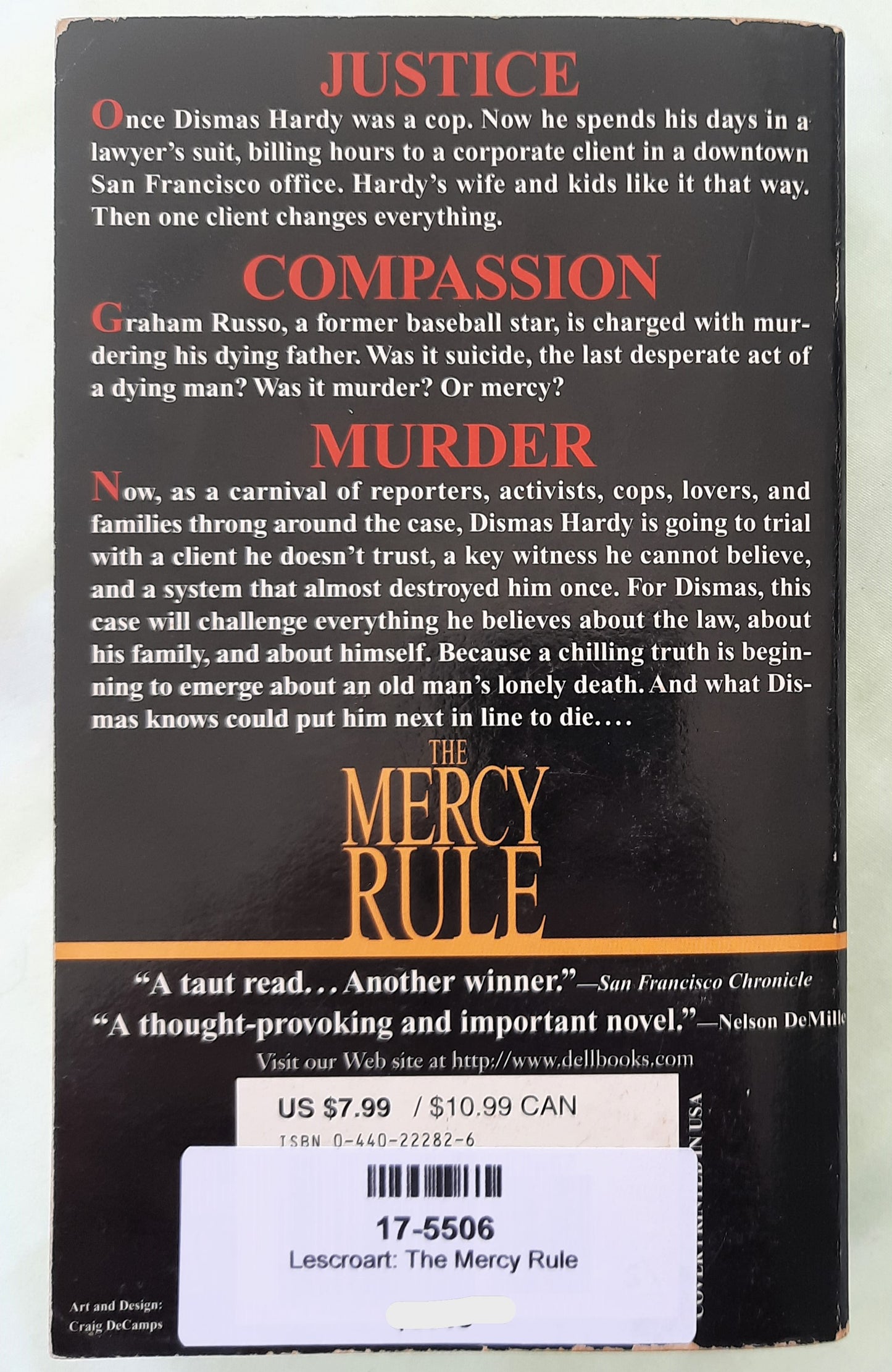 The Mercy Rule by John Lescroart (Dismas Hardy #5, Good, 1999, Pbk, 611 pages, Dell Books)