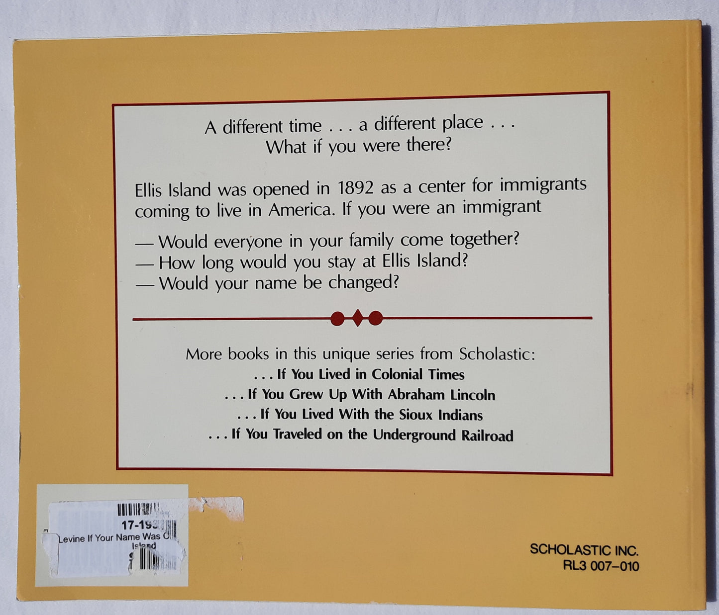 If Your Name Was Changed at Ellis Island by Ellen Levine (Very good, 1993, Pbk, 80 pages, Scholastic)