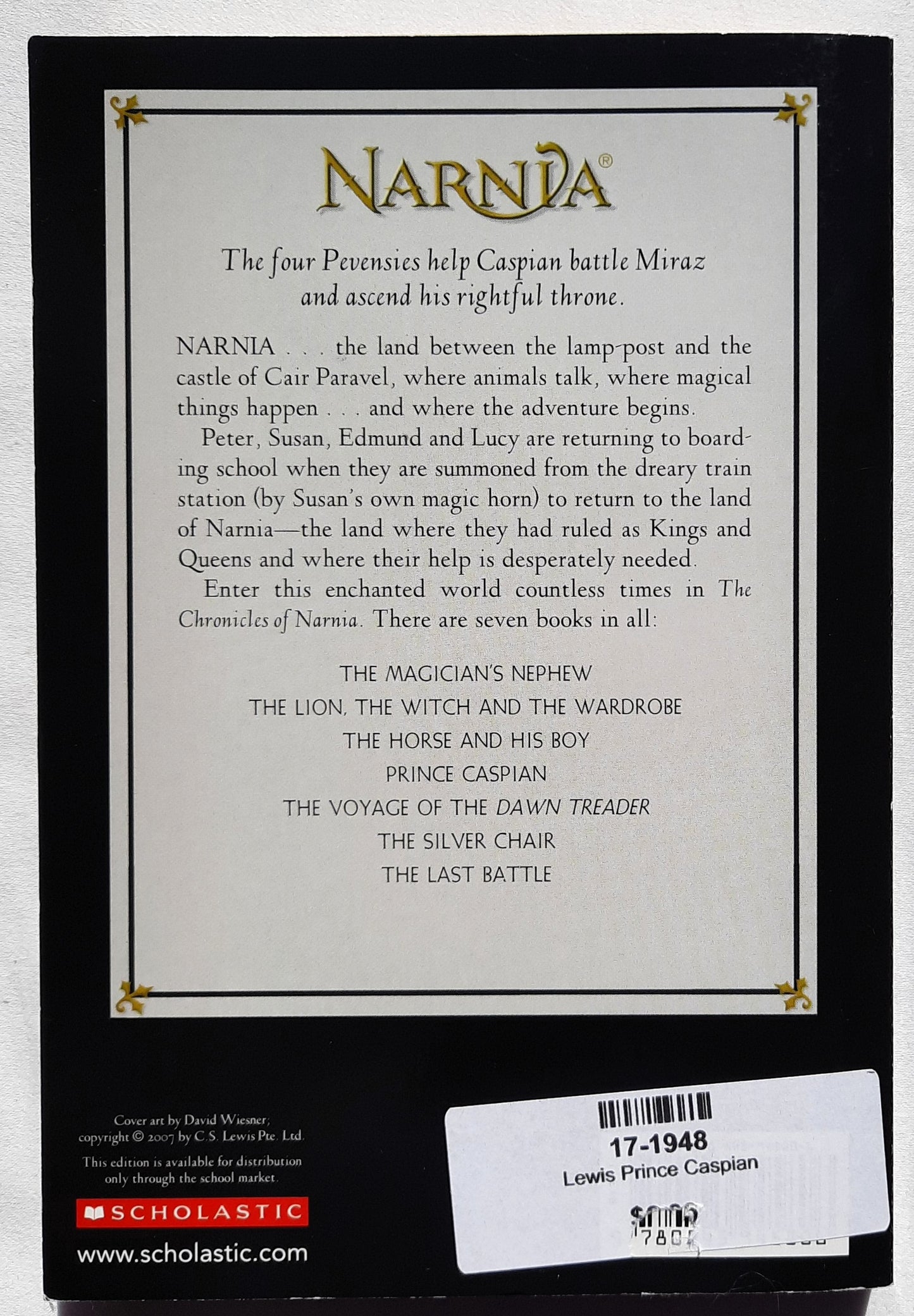 Prince Caspian #4 by C.S. Lewis (The Chronicles of Narnia, New, 2008, Pbk, 240 pages, Scholastic)