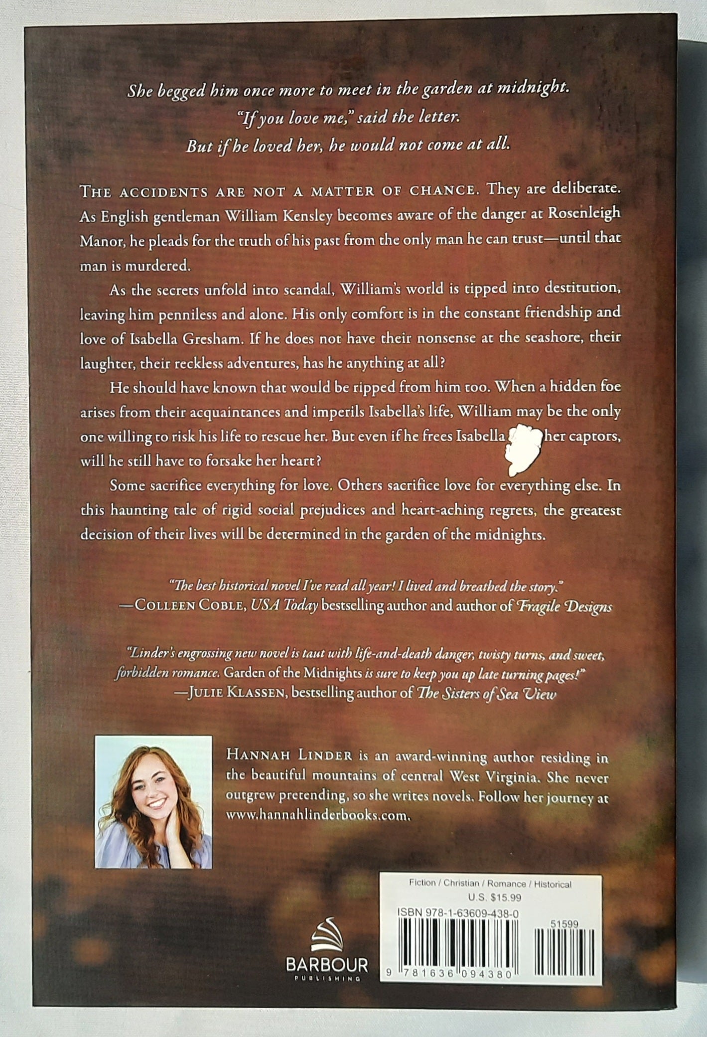 Garden of the Midnights by Hannah Linder (New, 2023, Pbk, 311 pages, Barbour Publishing)