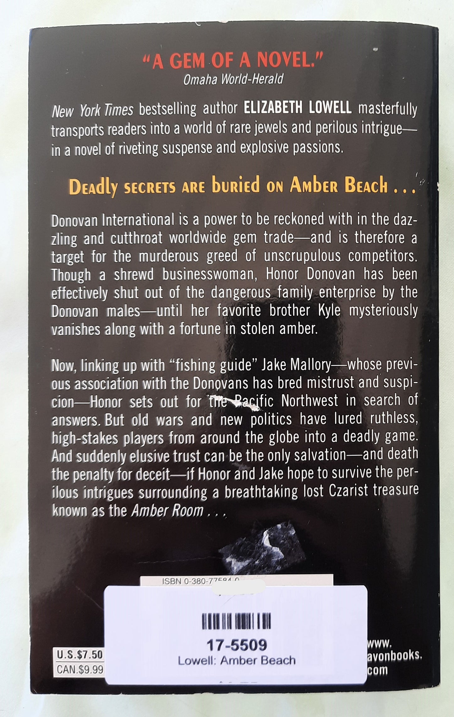 Amber Beach by Elizabeth Lowell (The Donovans #1, Very good, 1998, Pbk, 373 pages, Avon Books)