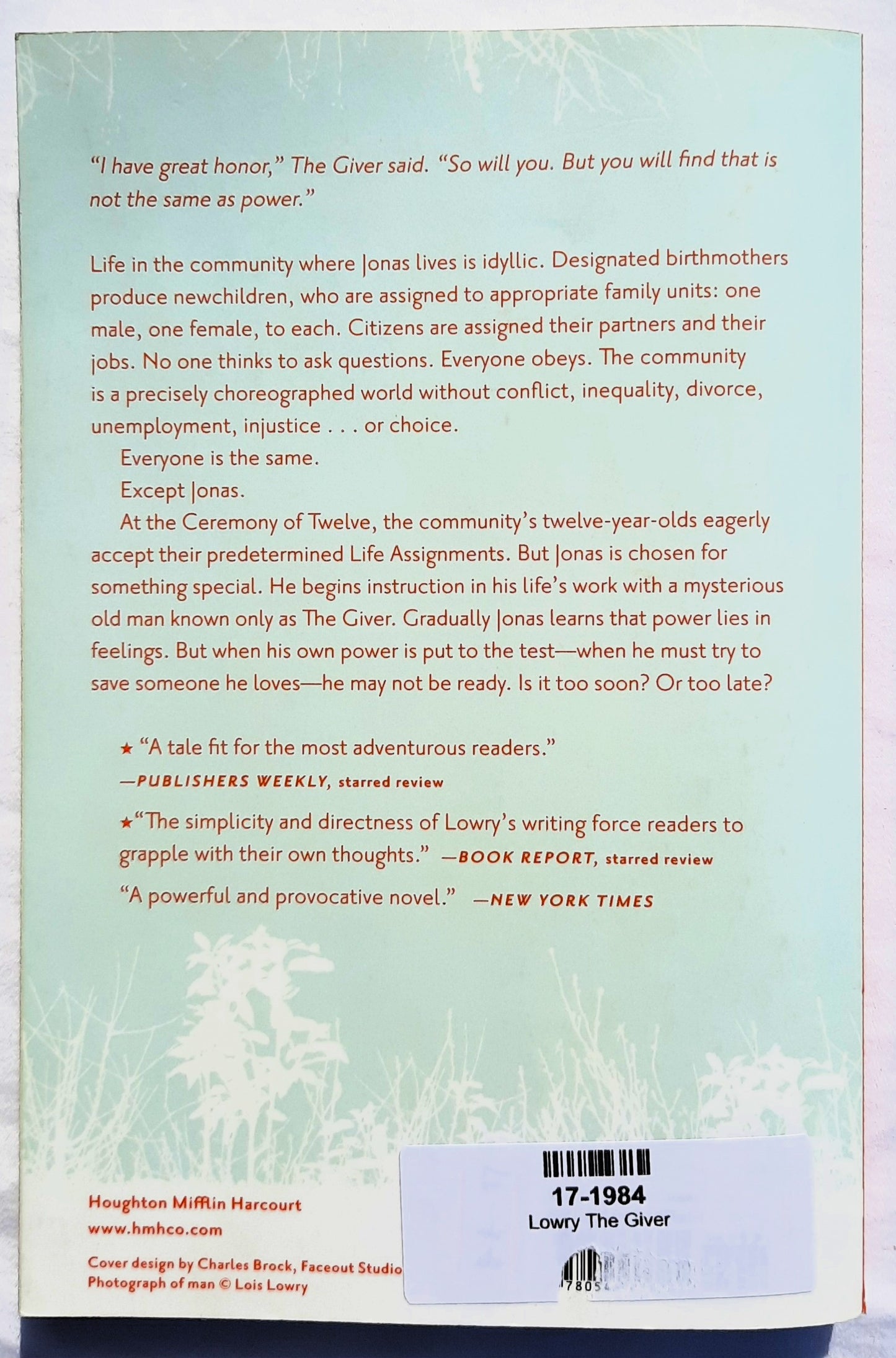 The Giver by Lois Lowry (The Giver #1, Very Good, 1993, Pbk, 240 pages, Clarion Books)