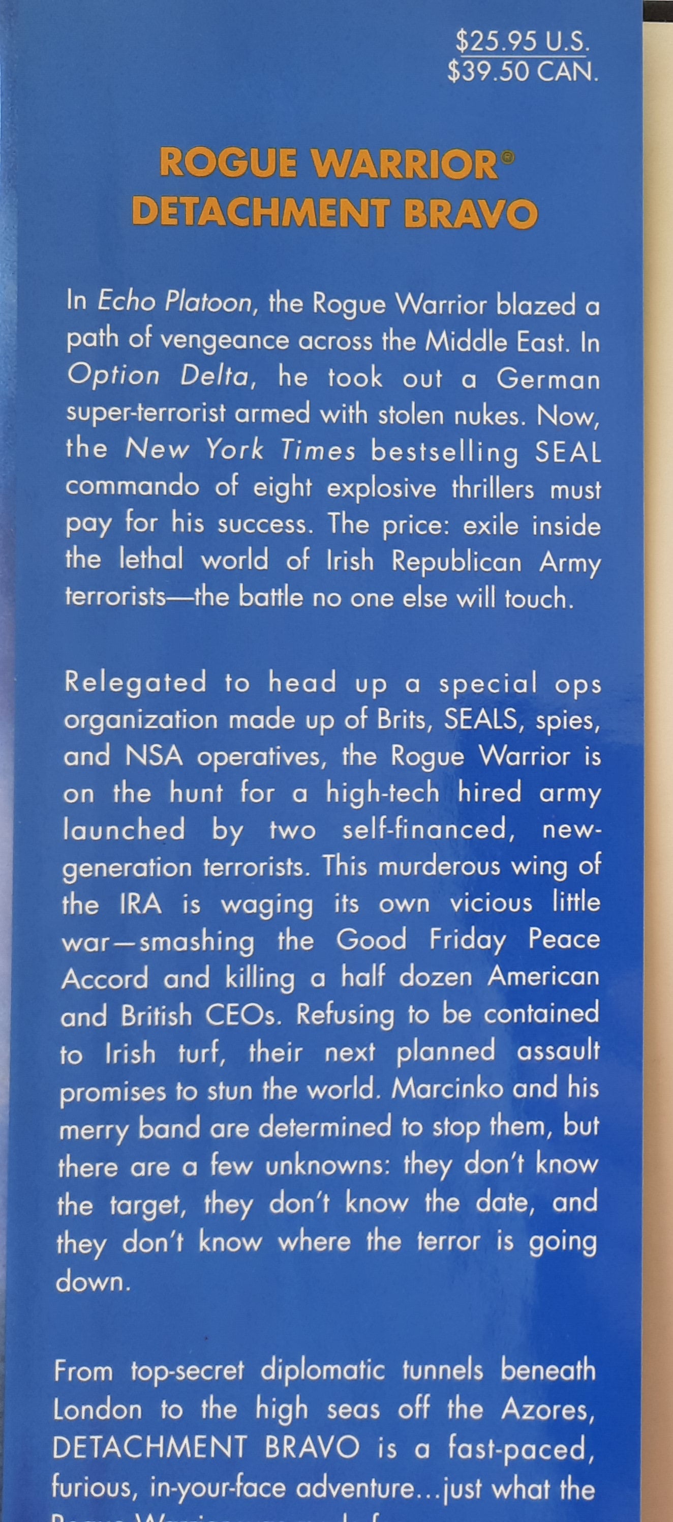 Rogue Warrior #9: Detachment Bravo by Richard Marcinko; John Weisman (Good, 2001, HC, 342 pages, Pocket Books)