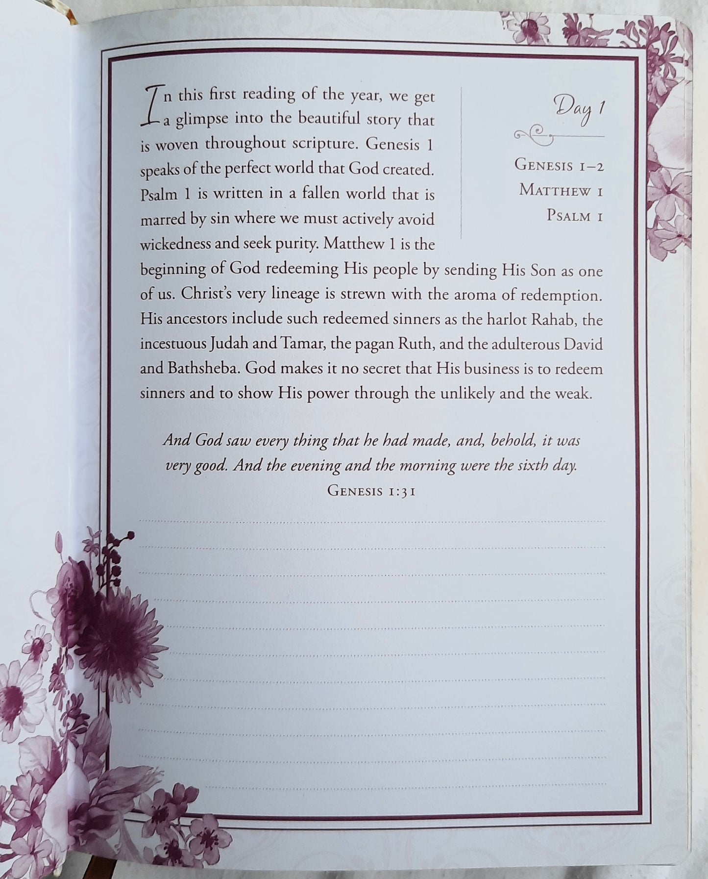 Read Through the Bible in a Year Journal by Emily Marsh (New, 2016, HC, 384 pages, Barbour)