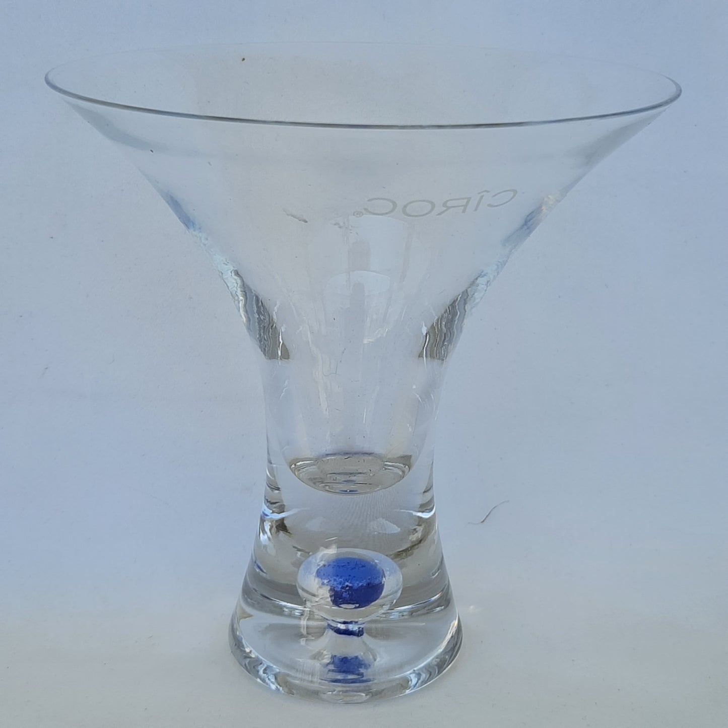 Ciroc Martini Cocktail Bubble Base Hand-Blown, Tapered Glass 5" High x 4.75" Wide