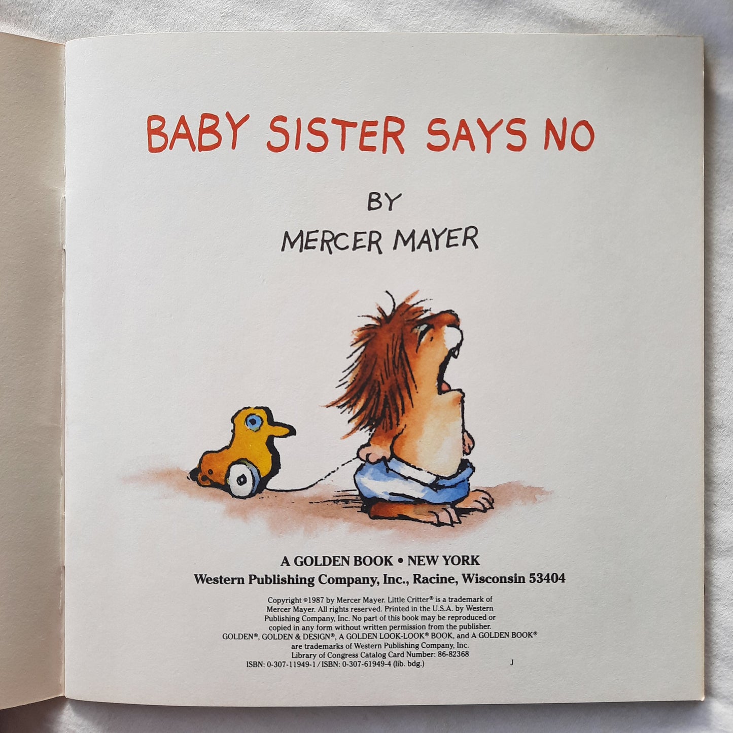 Baby Sister Says No by Mercer Mayer (Like new, 1987, Pbk, 24 pages, A Golden Book)
