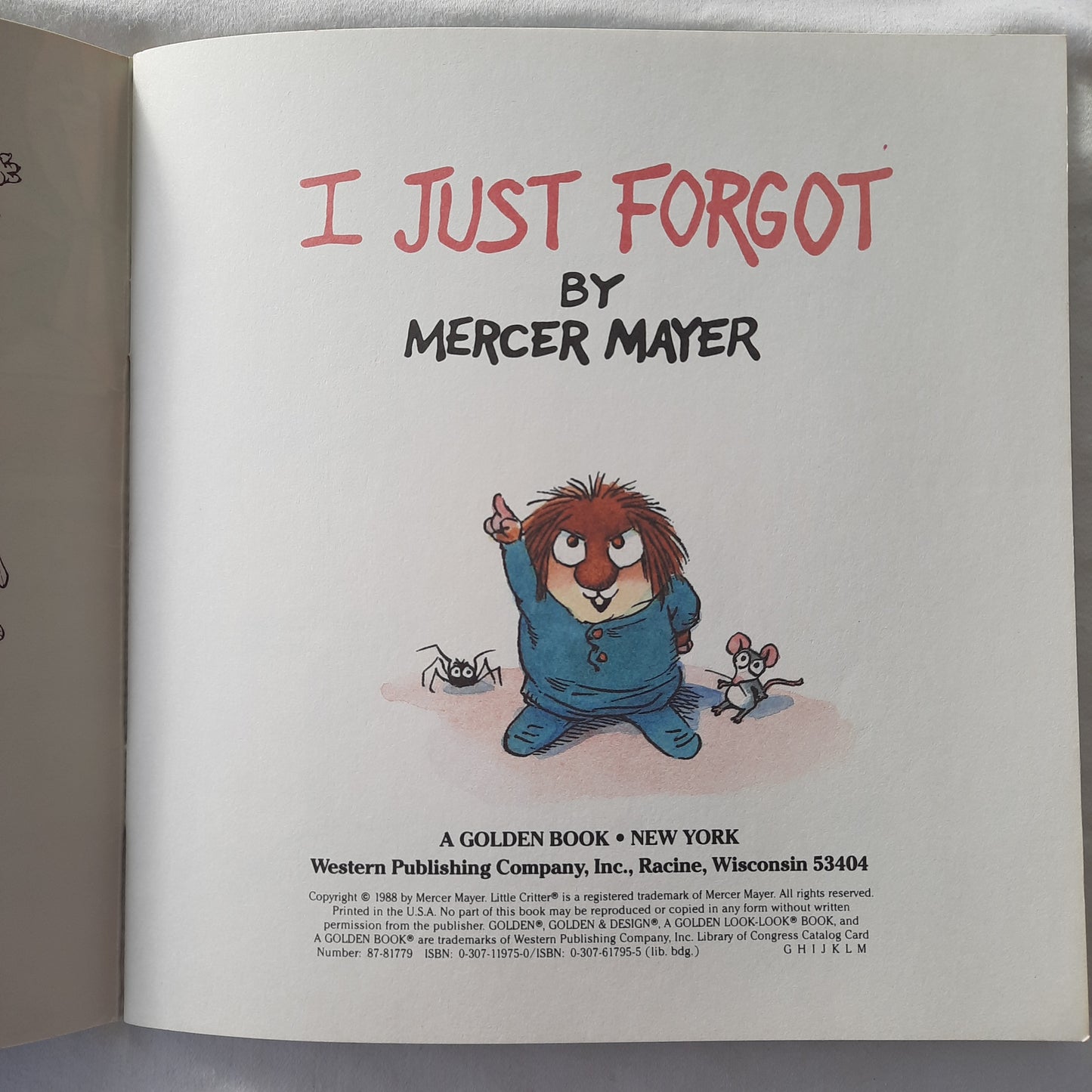 I Just Forgot by Mercer Mayer (Very good, 1988, Pbk, 24 pages, A Golden Book)
