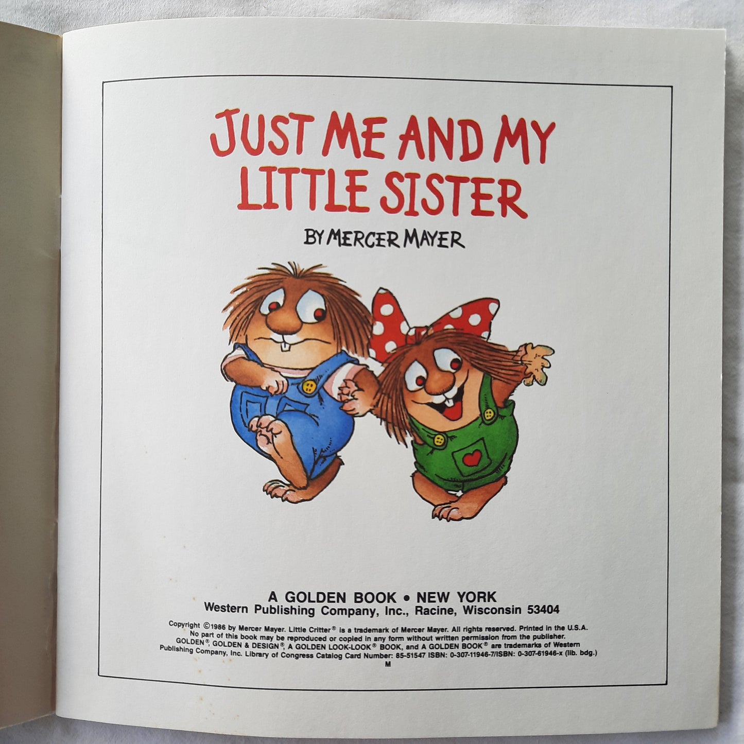 Just Me and My Little Sister by Mercer Mayer (Very good, 1986, Pbk, 24 pages, A Golden Book)