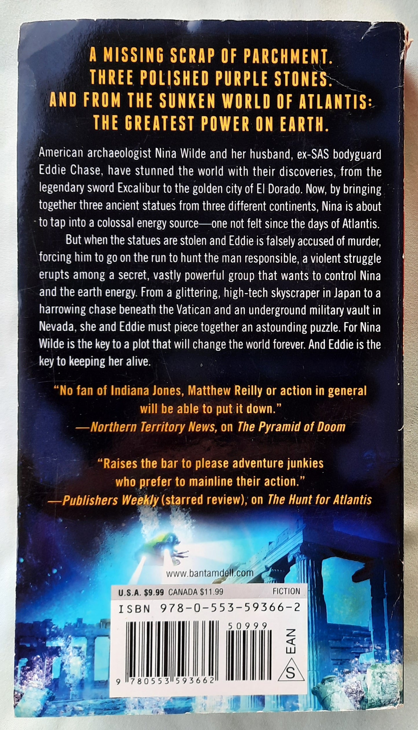 Return to Atlantis by Andy McDermott (Nina Wilde & Eddie Chase #8, Very good, 2012, Pbk, 481 pages, Bantam Books)