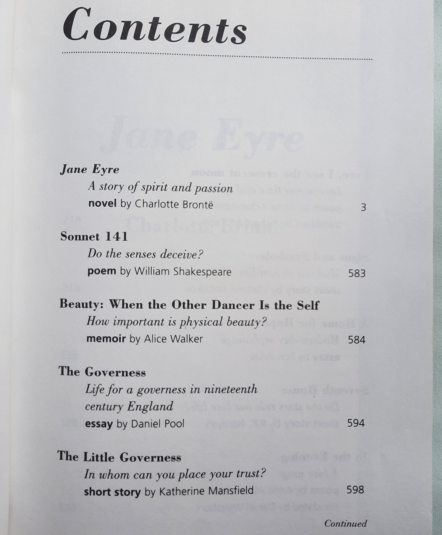 Literature Connections: Jane Eyre and Related Readings (Very good, 1997, HC, 642 pages)