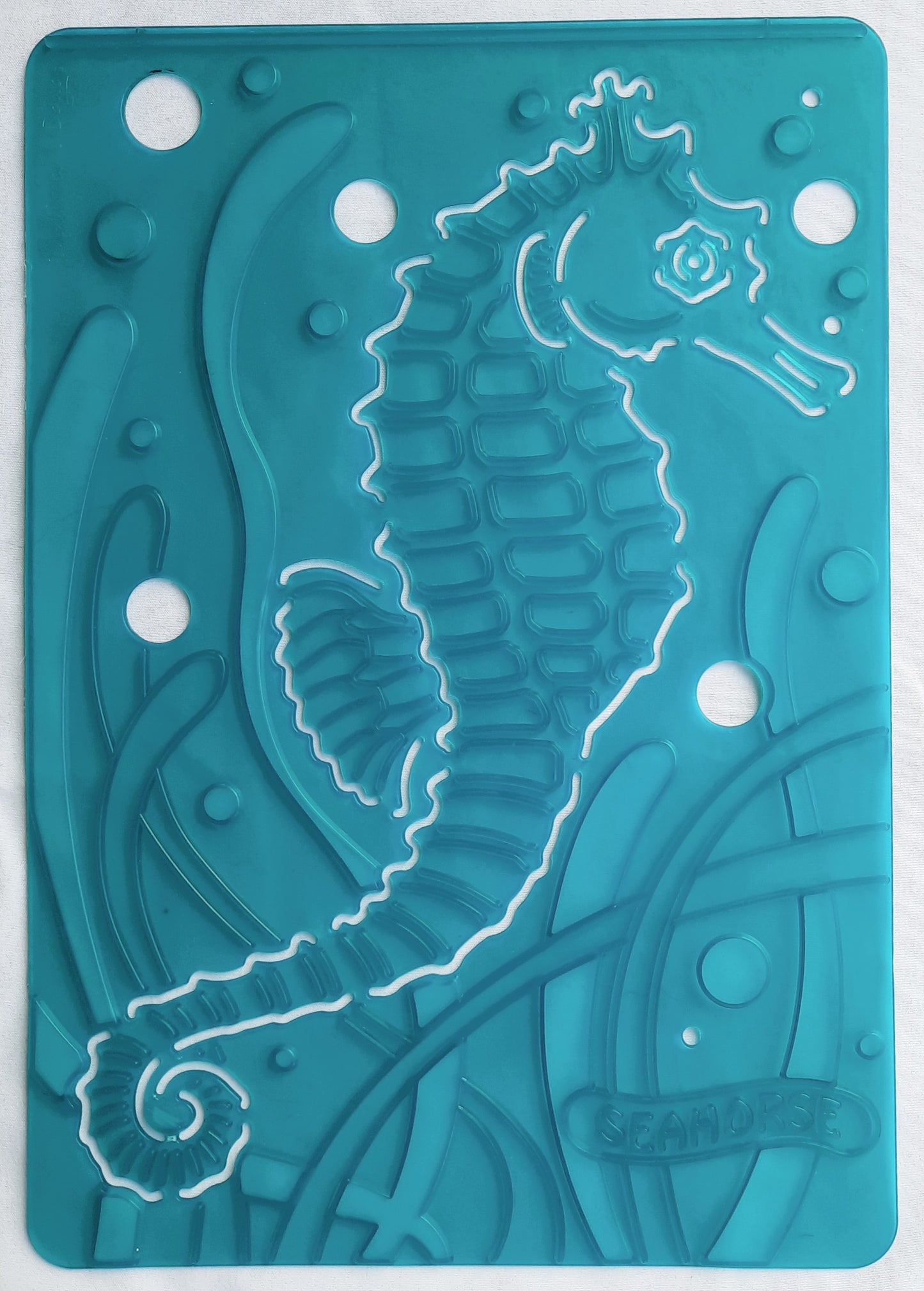 Melissa and Doug SET 4 Sea Creatures Textured Stencils/Rubbing Plates: Seahorse, Mud Crab, Sea Turtle, Butterfly Fish