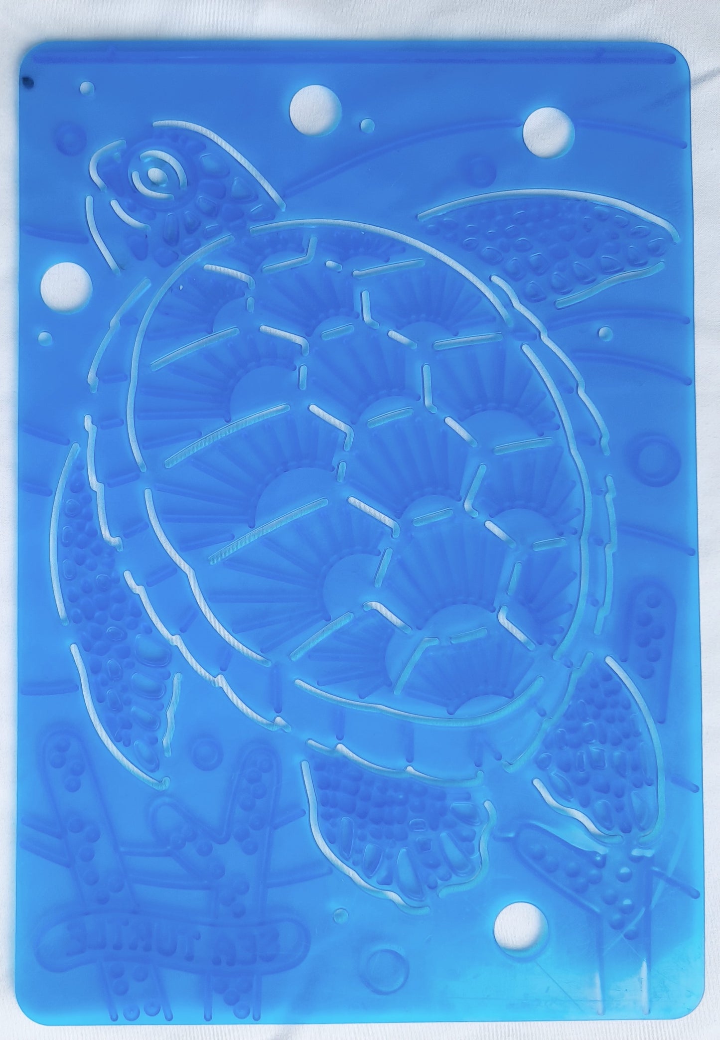 Melissa and Doug SET 4 Sea Creatures Textured Stencils/Rubbing Plates: Seahorse, Mud Crab, Sea Turtle, Butterfly Fish