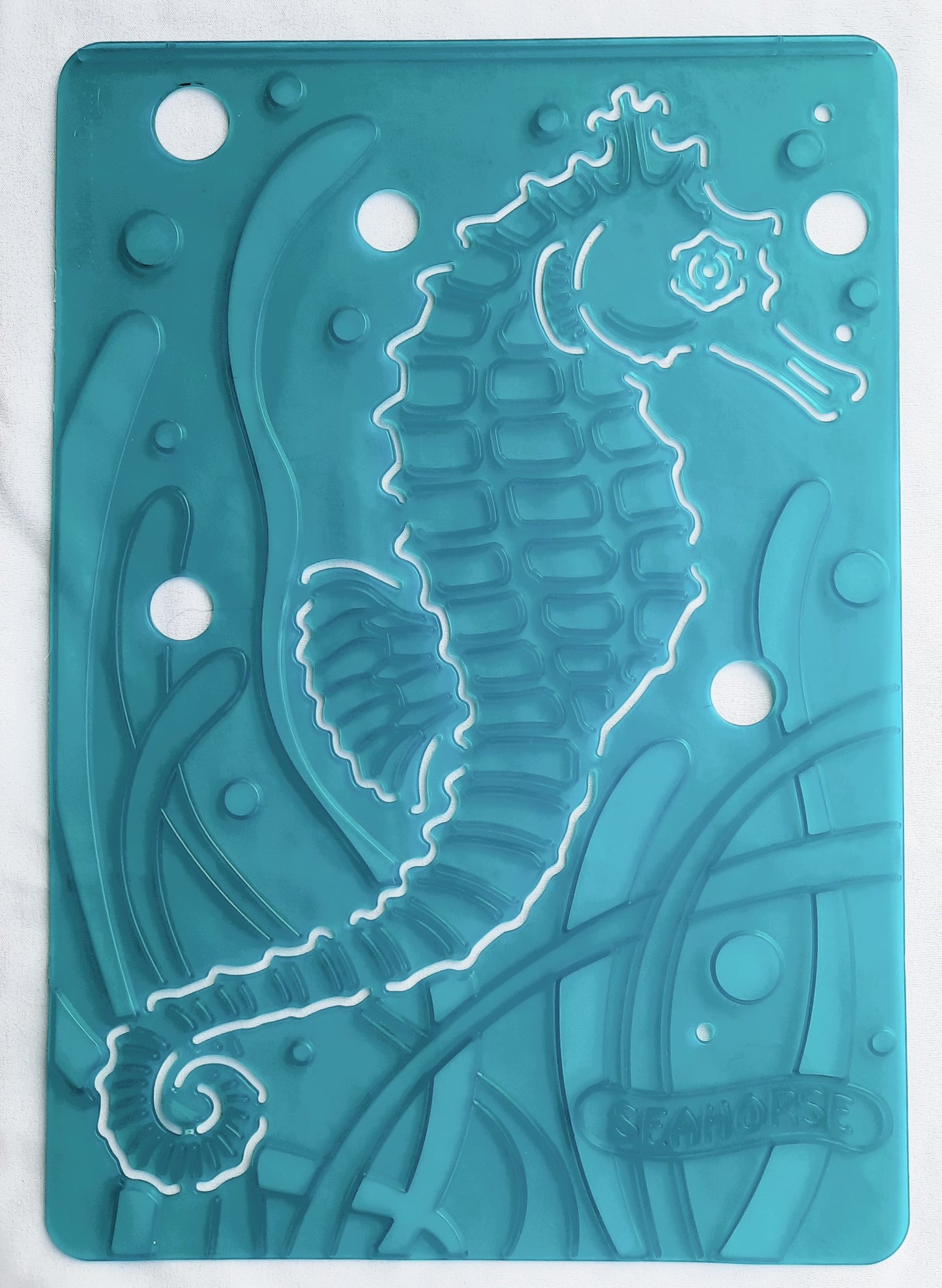 Melissa and Doug SET 4 Sea Creatures Textured Stencils/Rubbing Plates: Seahorse, Mud Crab, Sea Turtle, Butterfly Fish