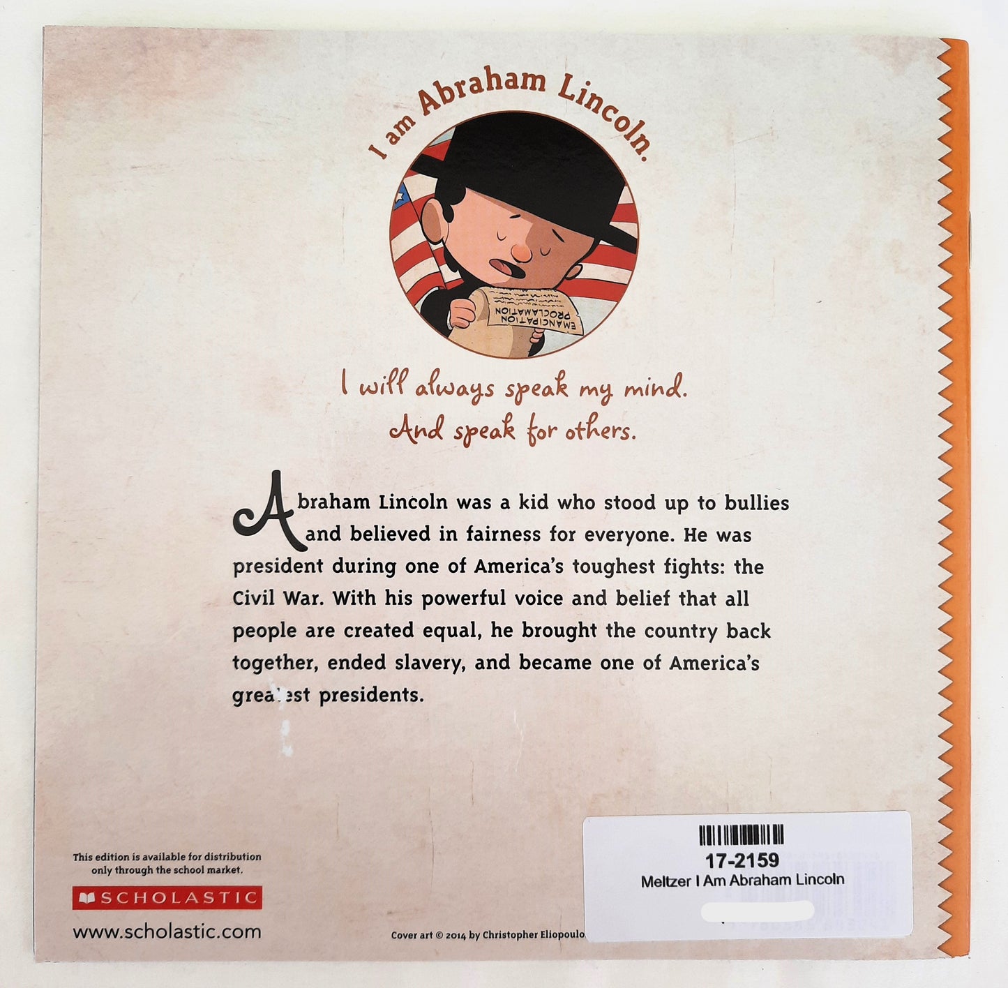 I Am Abraham Lincoln by Brad Meltzer (New, 2018, Pbk, 40 pages, Scholastic)