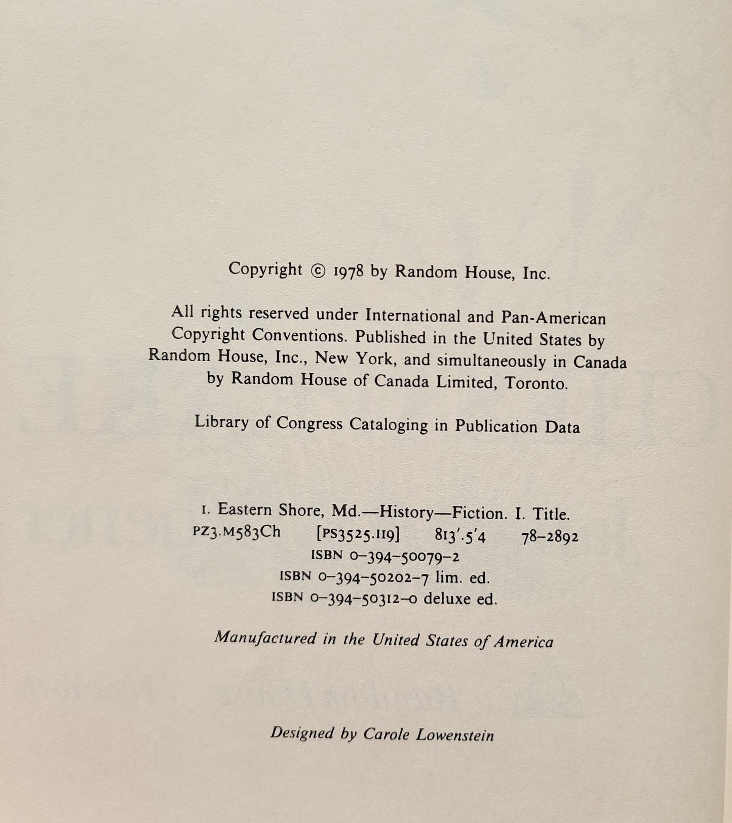 Chesapeake by James A. Michener (Good, HC, 1978, Random House, 865 pages)