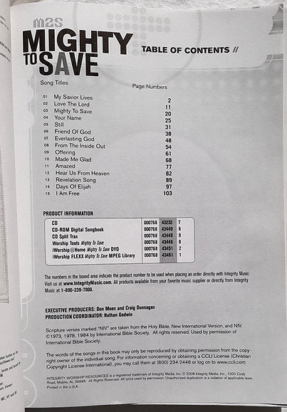 Mighty to Save Songbook Piano/Vocal/Guitar with CD-Rom (New, 2008, Pbk, 111 pages, Integrity Worship Resources)