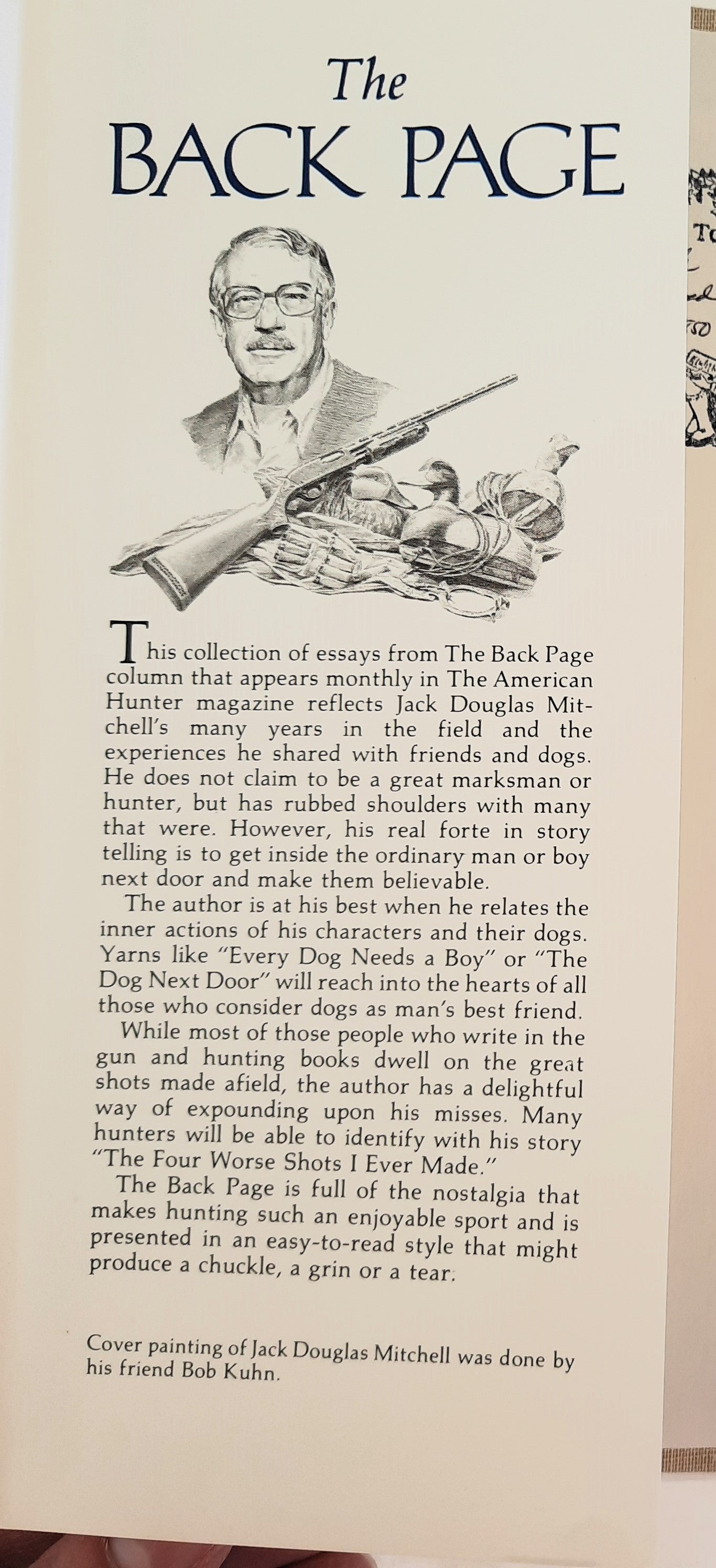 The Back Page: A Collection of Stories by Jack Douglas Mitchell (Very Good, 1982, HC, 133 pages, National Rifle Association)