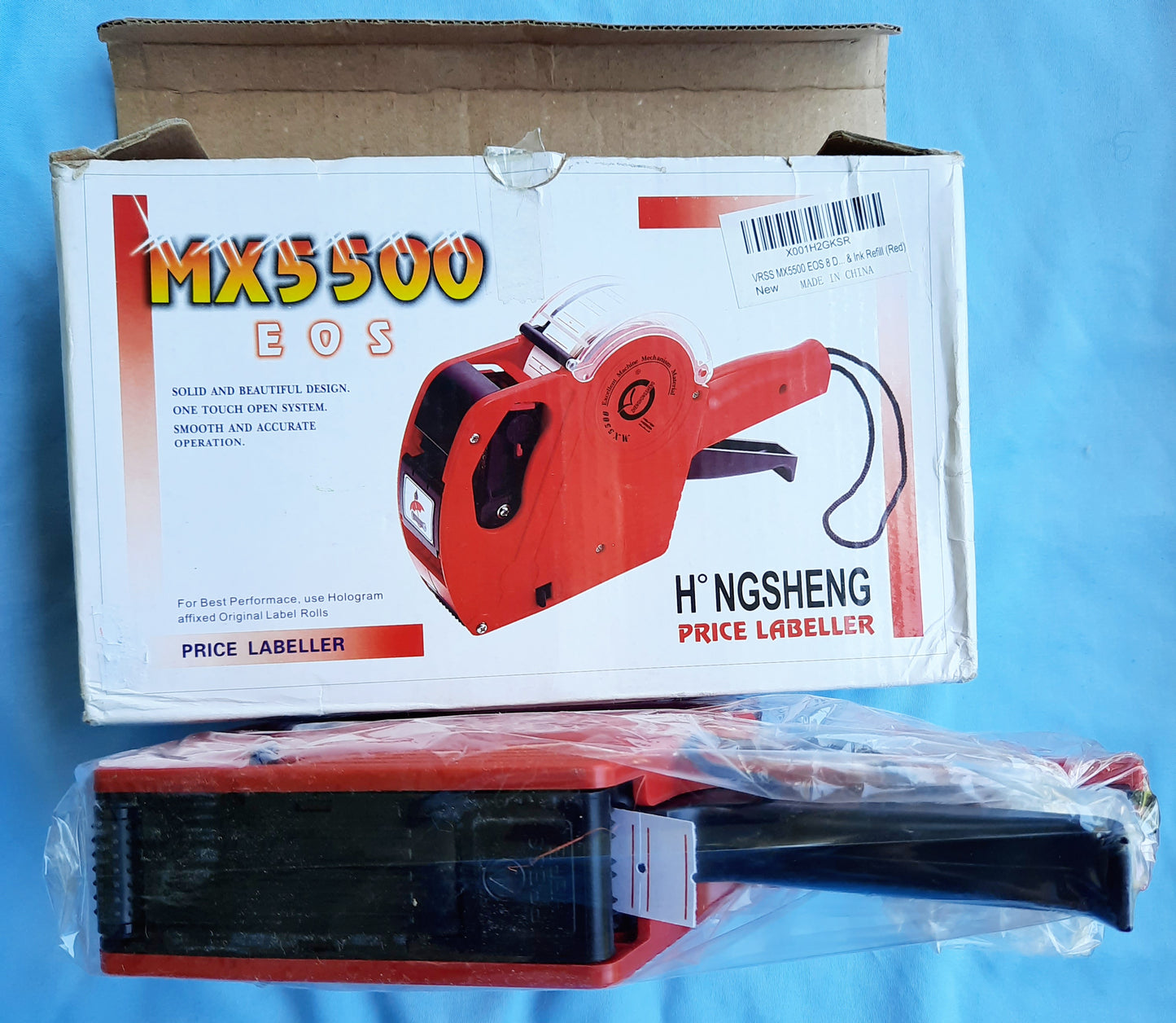 KPX MX5500 Pricing Tag Gun White Label Gun Pricing Label Gun, 8 Digits Retail Pricing Gun and Labels for Grocery Store, Food (New, Red)