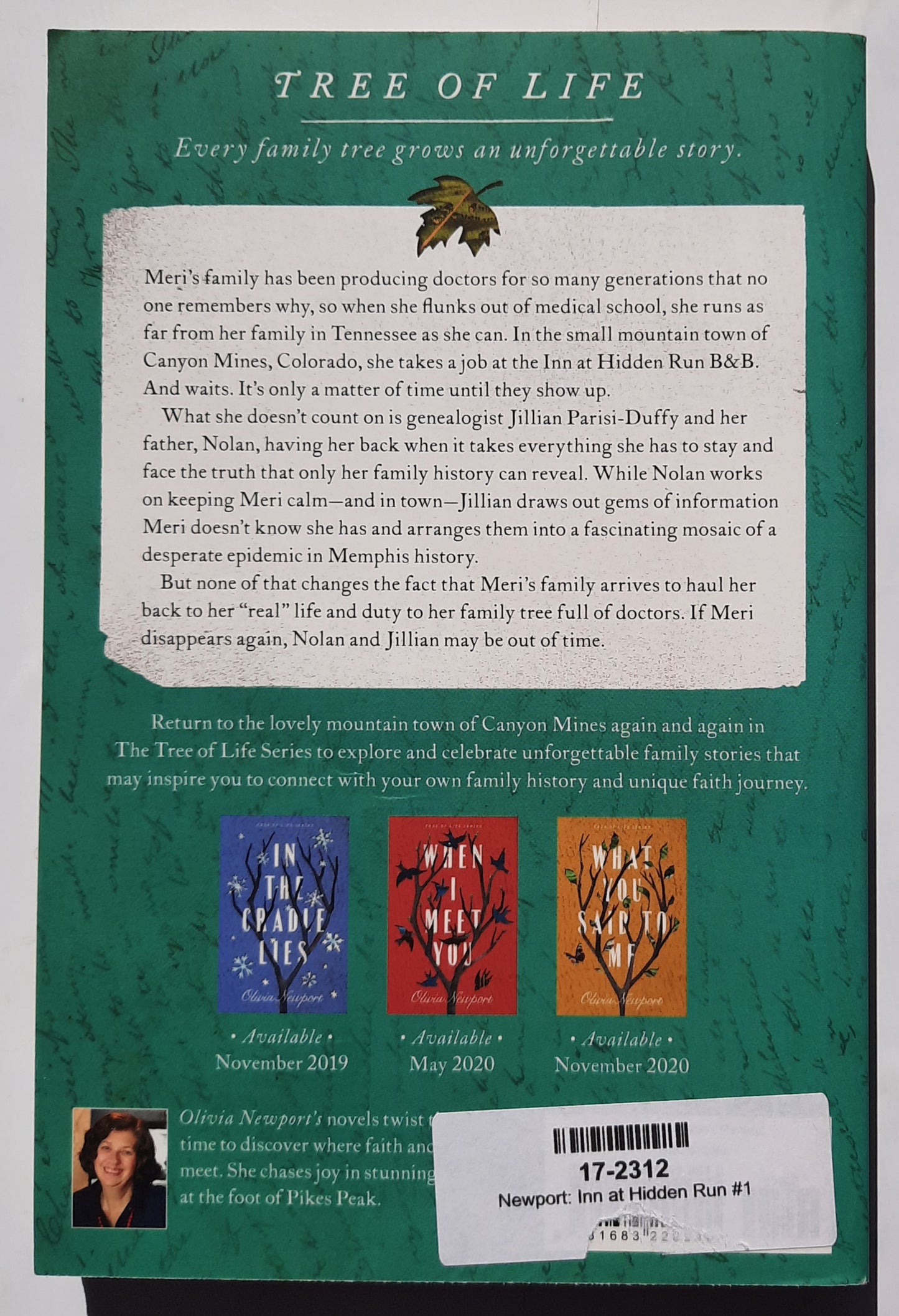 The Inn at Hidden Run by Olivia Newport (Tree of Life #1, New, 2019, Pbk, 255 pages, Barbour)