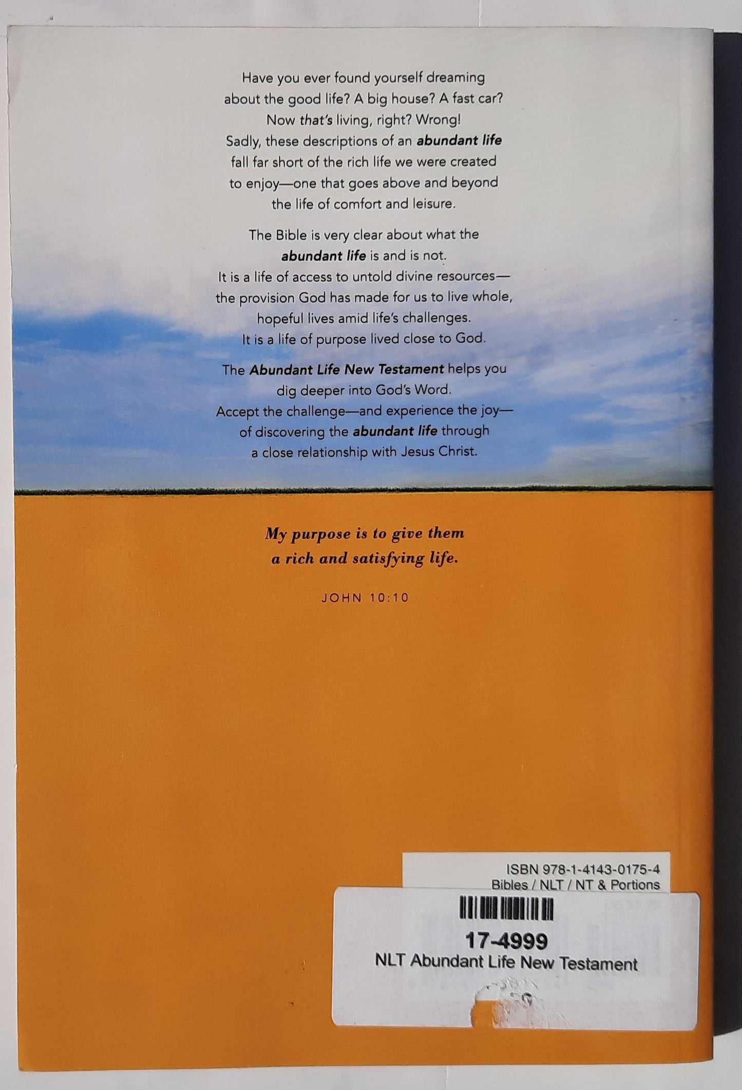 NLT Abundant Life New Testament (Very good, 2004, Pbk, 230 pages, Tyndale House)