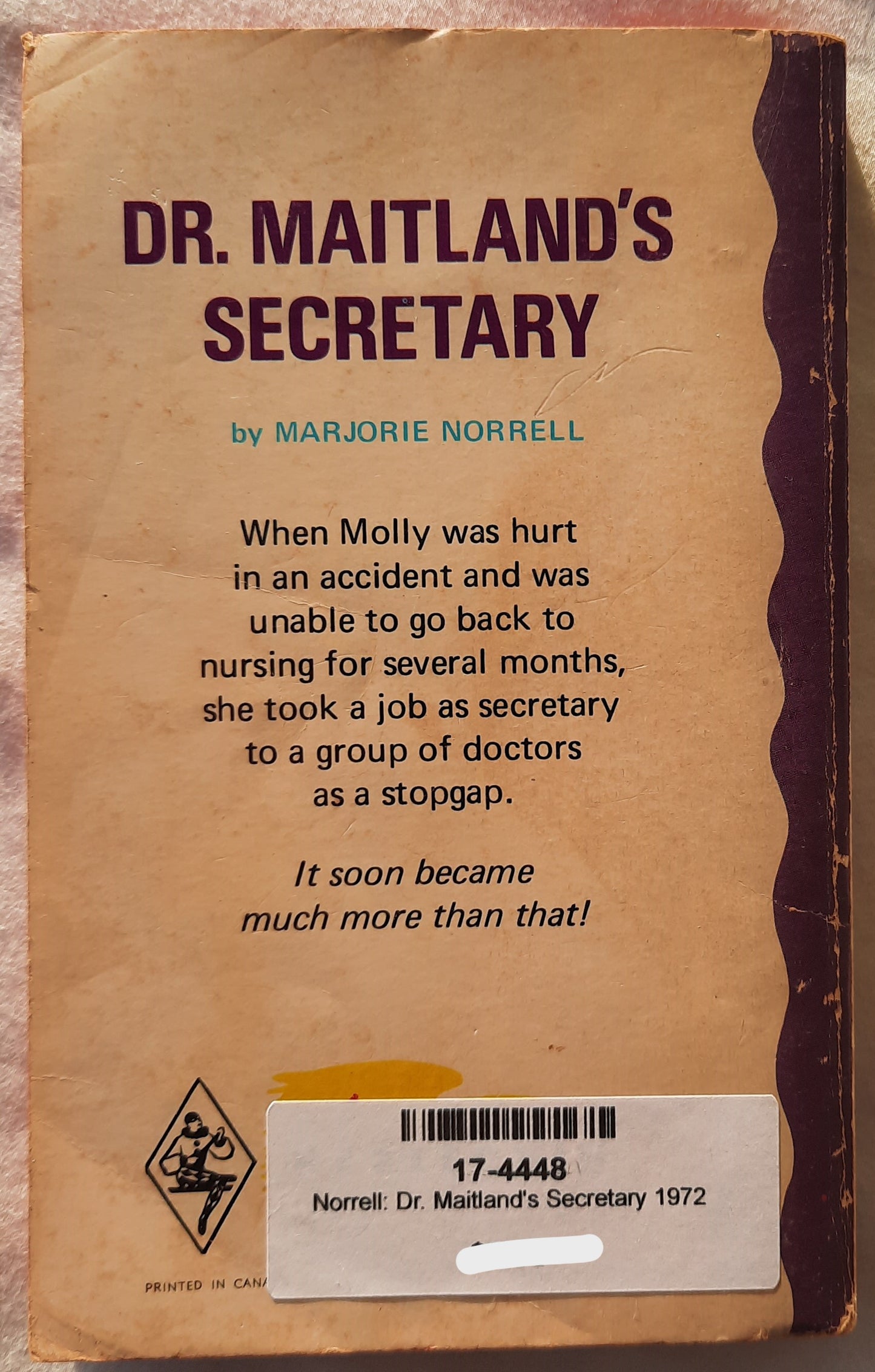 Dr. Maitland's Secretary by Marjorie Norrell (Good, 1972, Pbk, 192 pages, Harlequin Romance)