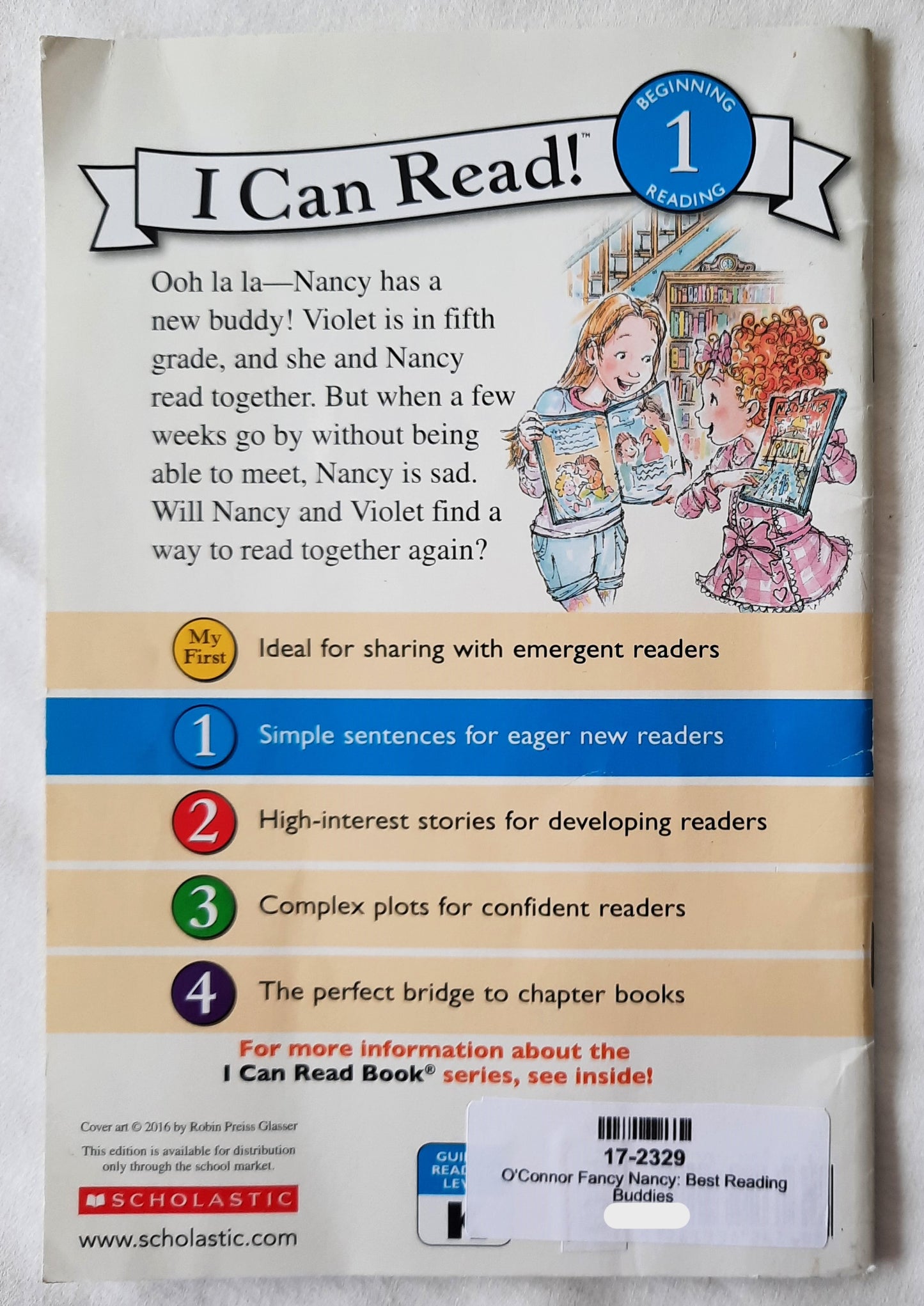 Fancy Nancy: Best Reading Buddies by Jane O'Conner (Good, 2017, Pbk, 32 pages, Scholastic)