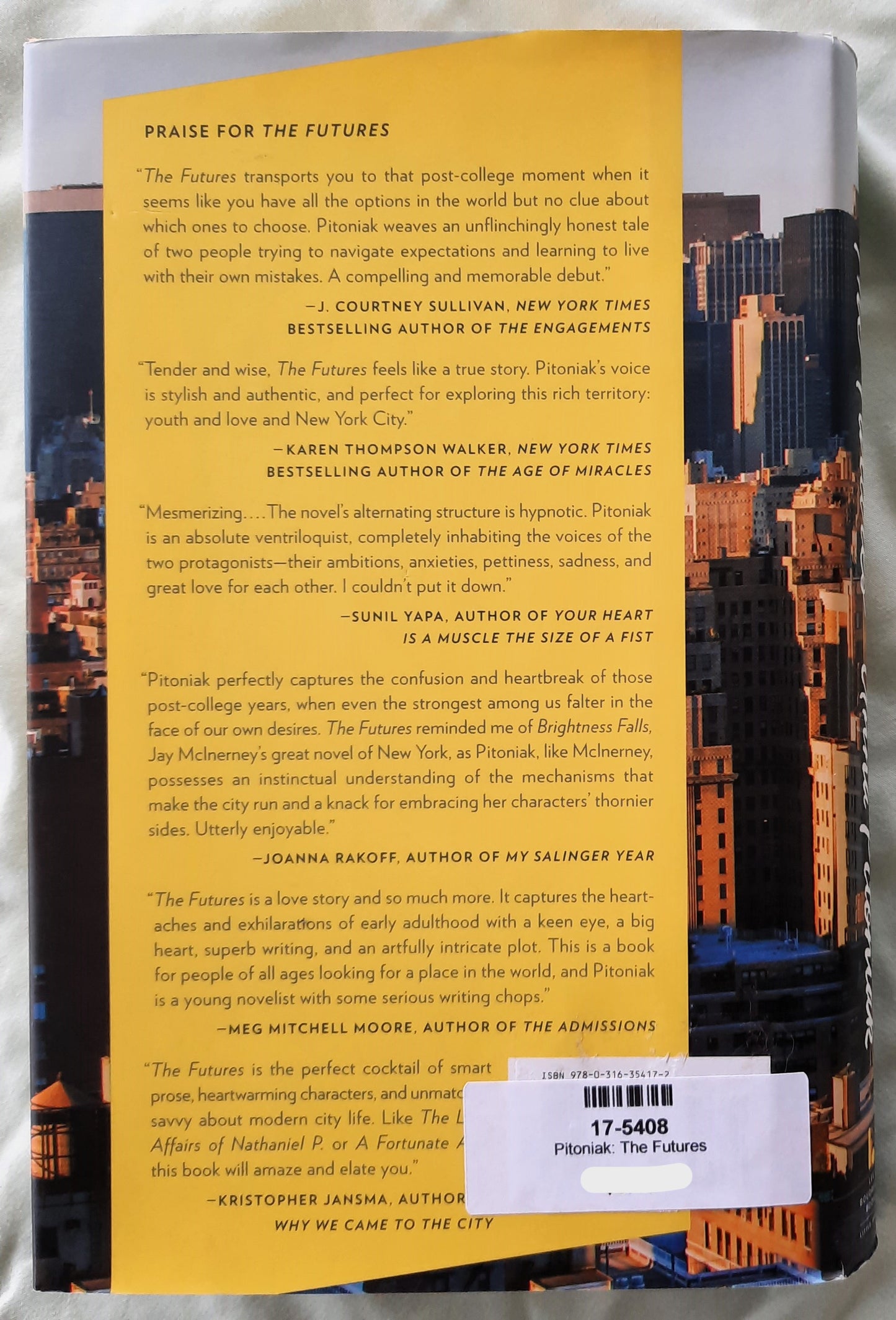 The Futures by Anna Pioniak (Very good, 2017, HC, 308 pages, Little, Brown & Co.)