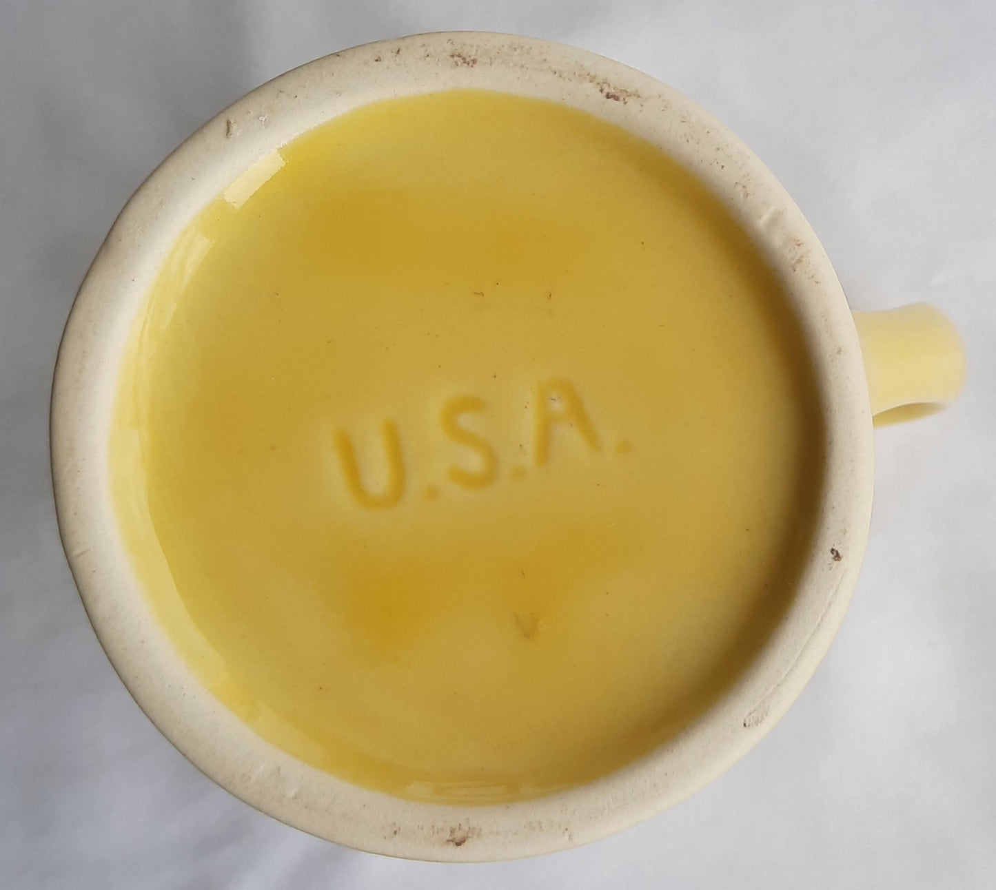 Coffee or Tea Creamer by USA Pottery (Yellow Mid-century modern, very good condition)