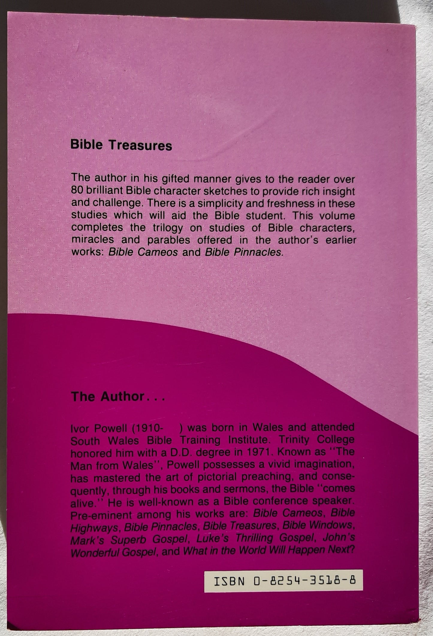 Bible Treasures: 80 Bible Character Sketches from the World's Richest Storehouse by Ivor Powell (Very good, 1985, PBK, 187 pages, Kregel)