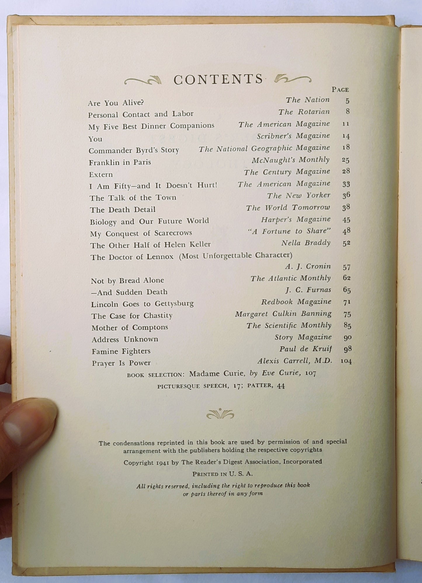 A Reader's Digest Anthology by The Reader's Digest Association (Very good, 1941, HC, 123 pages)
