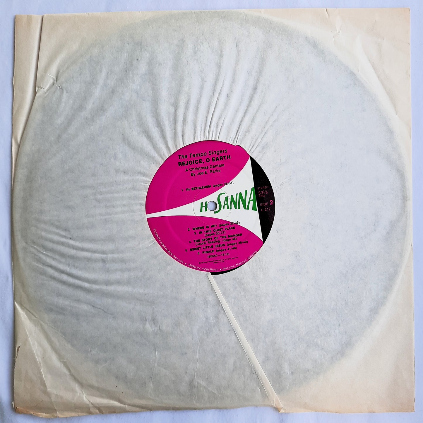 Hosanna Rejoice, O Earth A Christmas Cantata by Joe E. Parks Collectible LP Vinyl Record (Very good)
