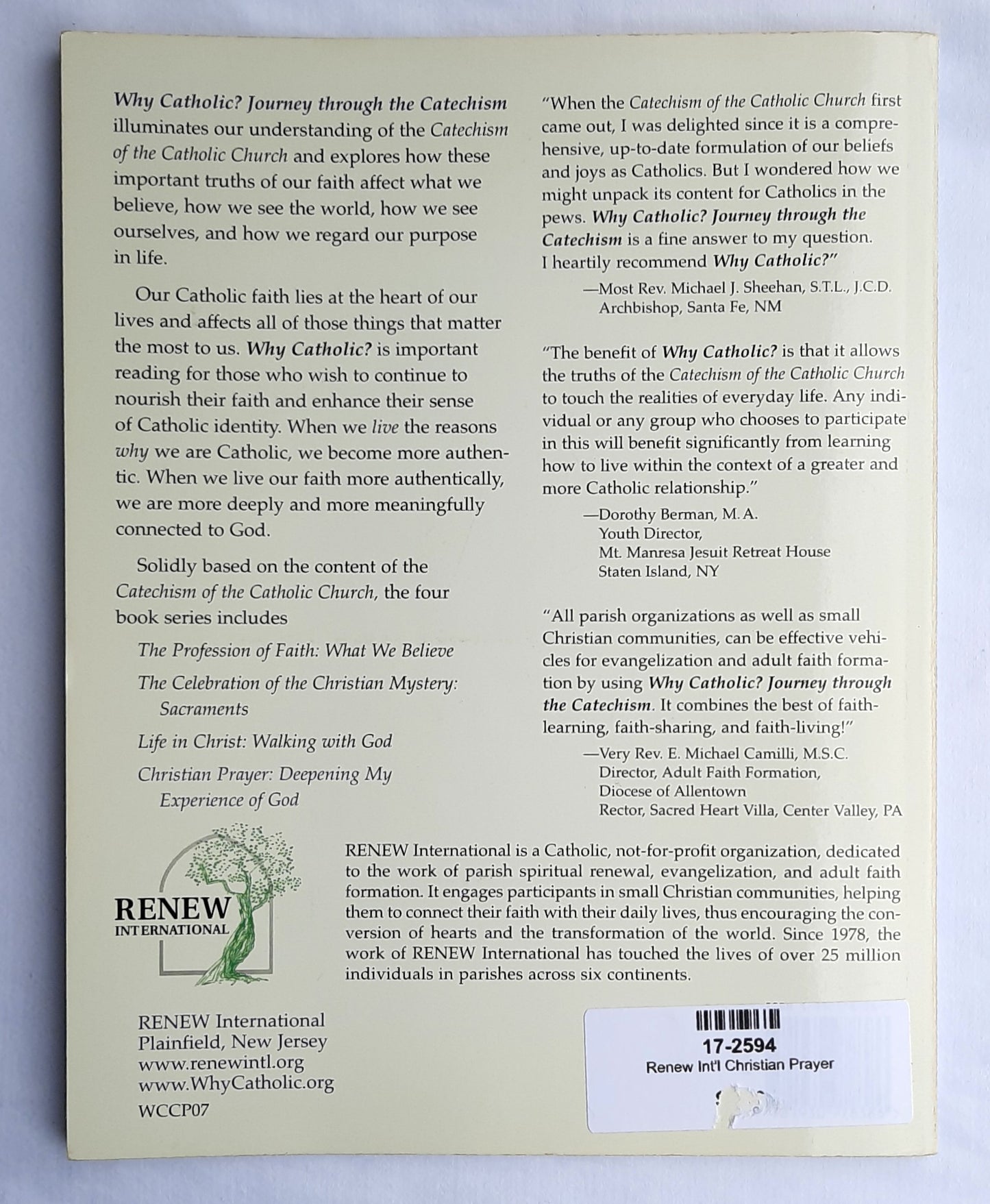 Why Catholic?: Christian Prayer: Deepening My Experience of God by Renew International (Journey Through the Catechism, Good, 2007, Pbk, 68 pages)