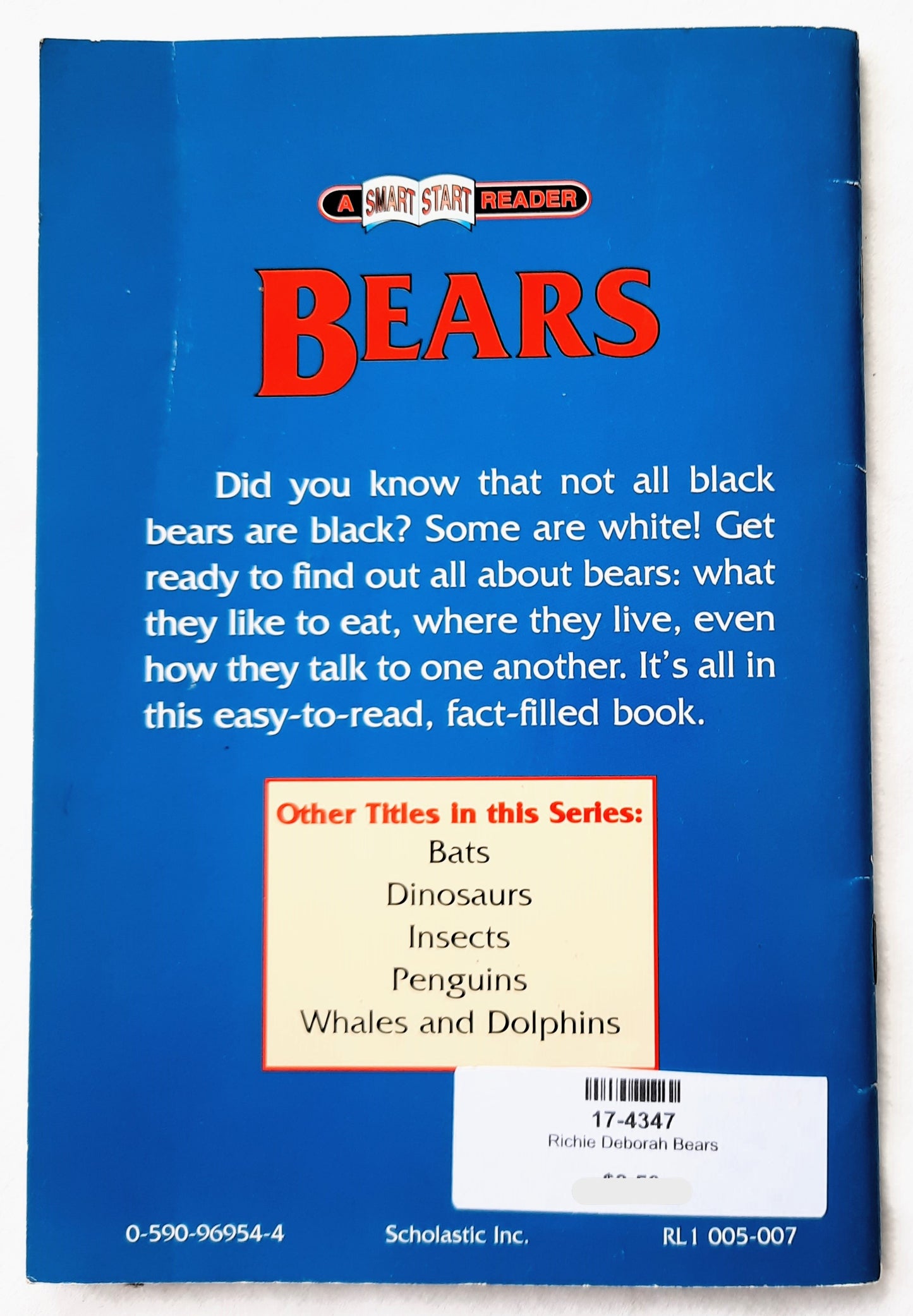 Bears by Deborah Richie (A Smart Start Reader, Very Good, 1996, Pbk, Scholastic)