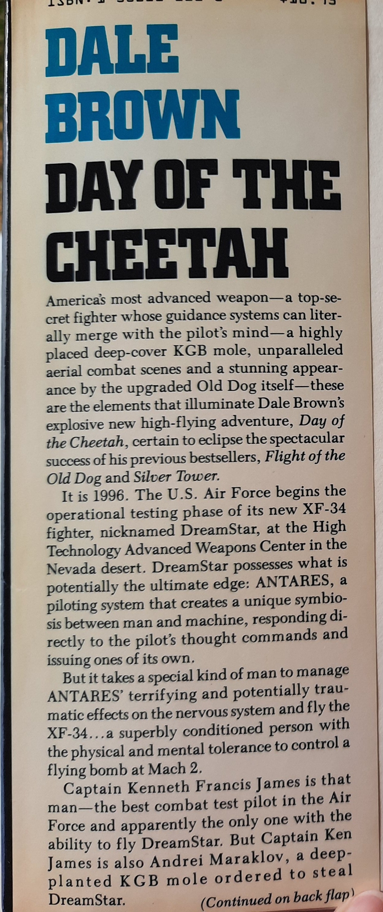 Day of the Cheetah by Dale Brown (Patrick McLanahan #2, Good, 1989, HC,504 pages, Donald I. Fine, Inc.)