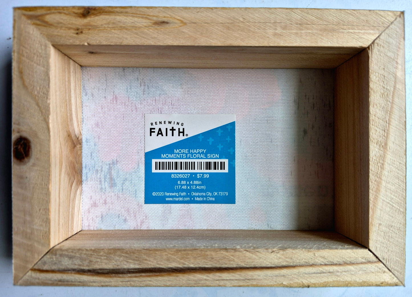 More Happy Moments Floral Wall Shelf Sign by Renewing Faith (New, 2020, 6.88 x 4.88 inch, Canvas & Wood)