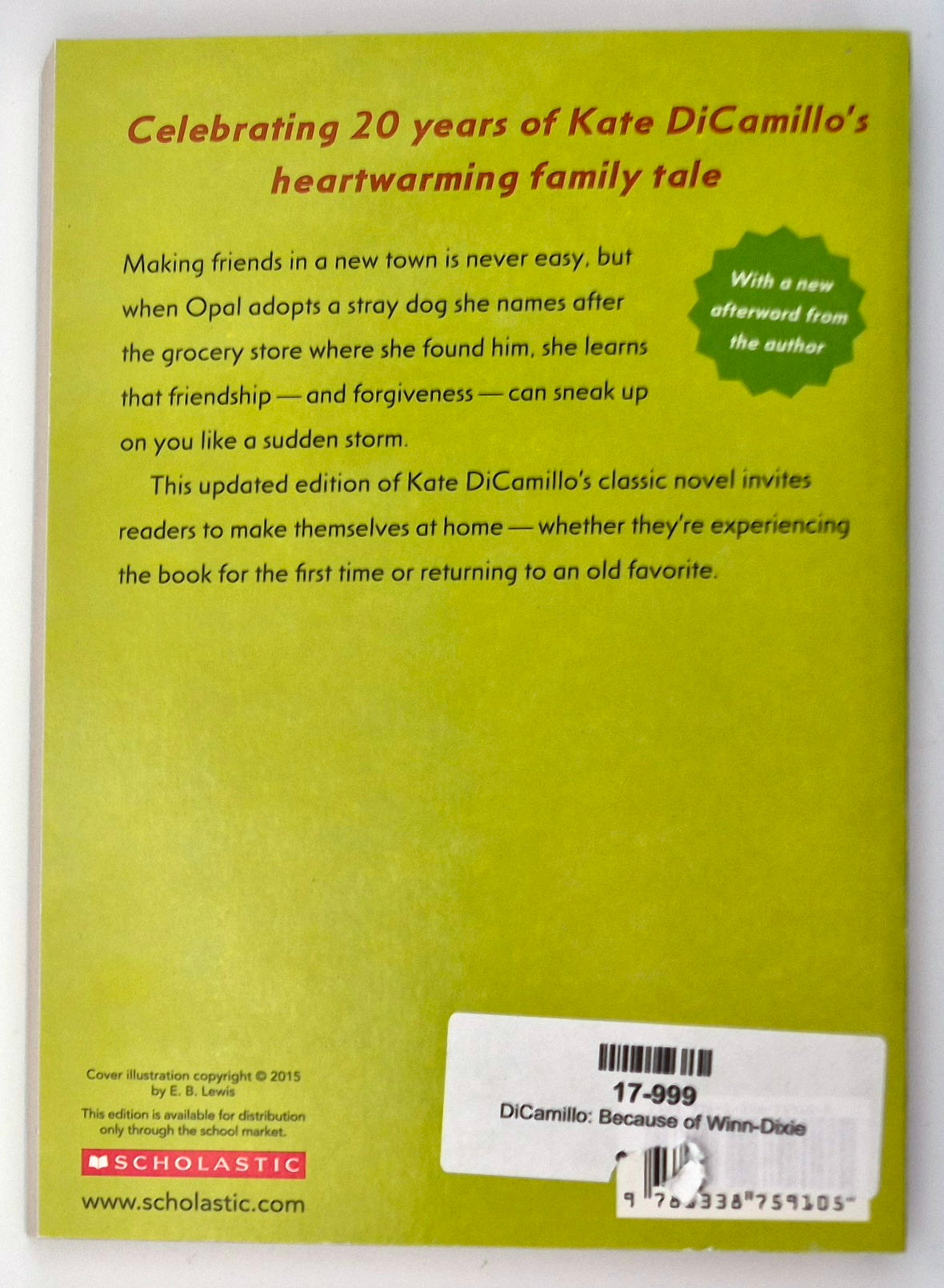 Por culpa de Winn-Dixie de Kate DiCamillo (Nuevo, 2009, Tapa blanda, 182 páginas, Scholastic)
