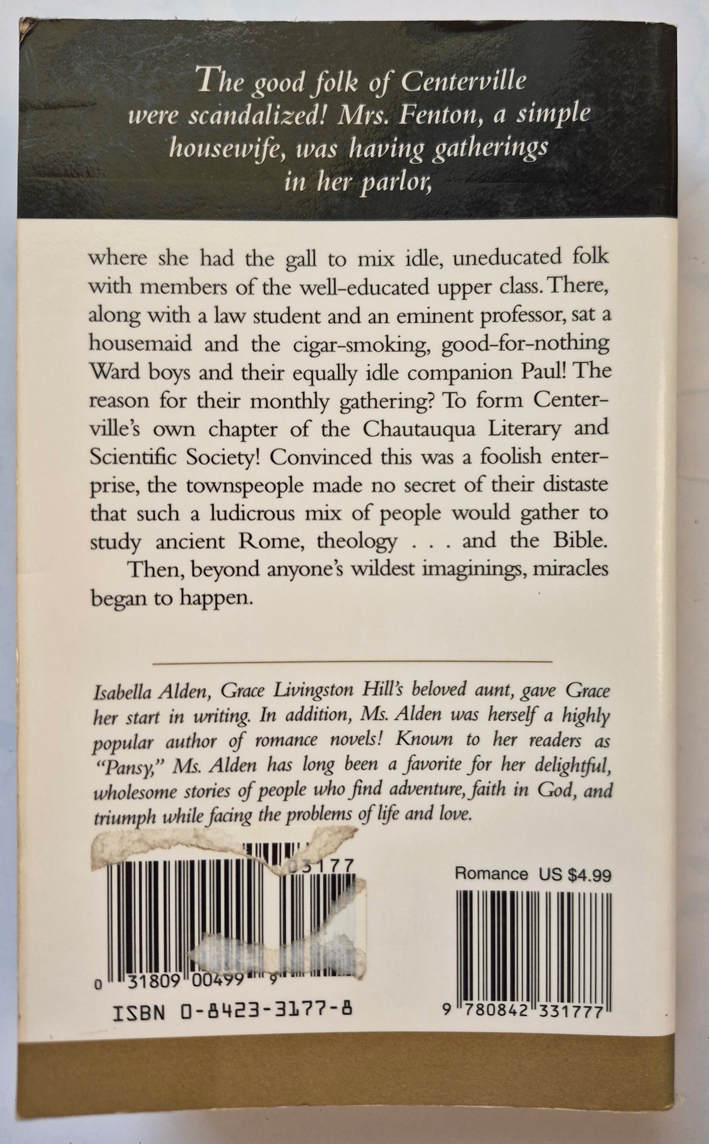 The Hall in the Grove by Isabella Alden -Very good, 1995, Pbk, 400 pgs, Tyndale House