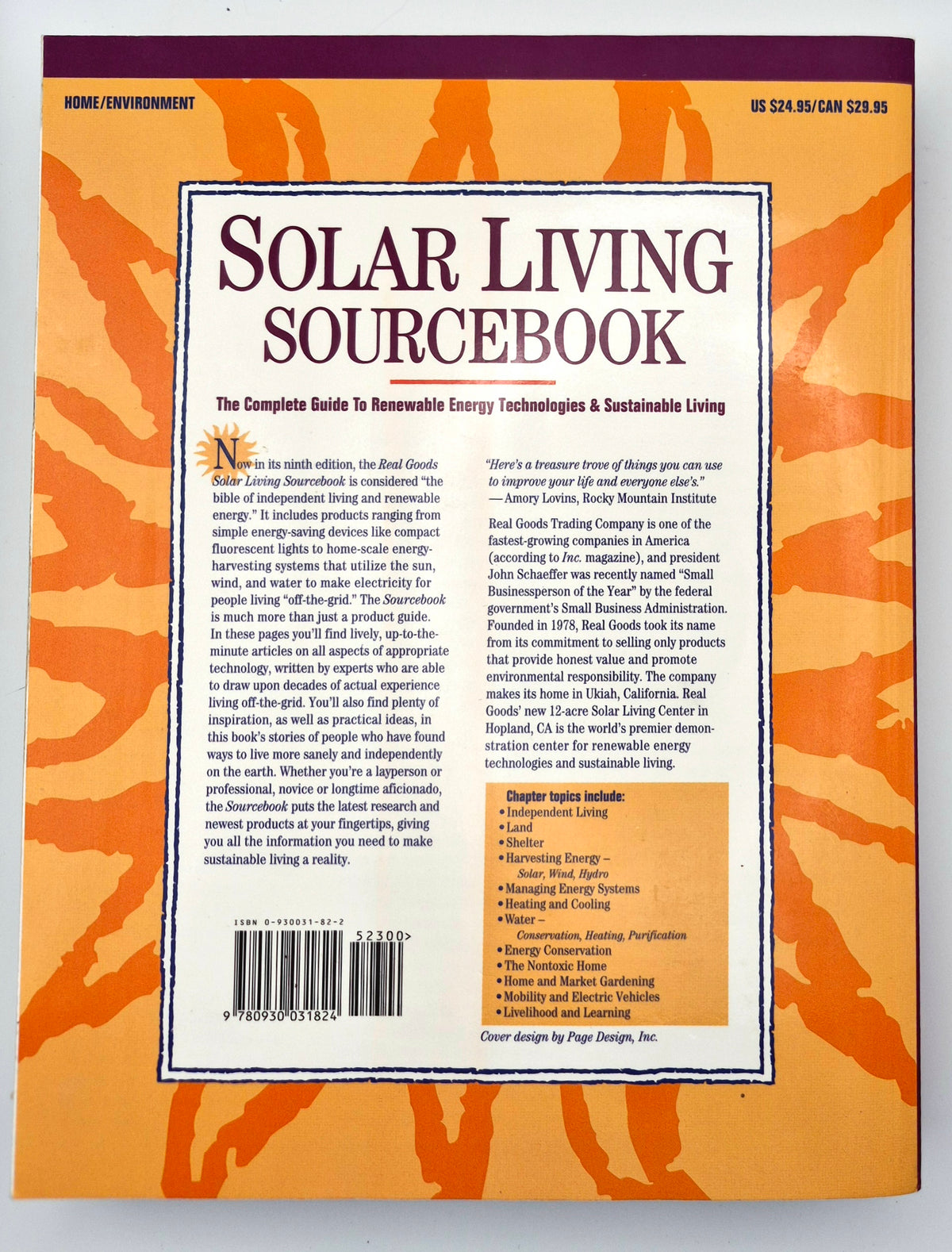 Real Goods Solar Living Source Book 9th Ed. by John Schaffer (Very good, 1996, Pbk, 693 pgs, Real Goods Trading Corp.)