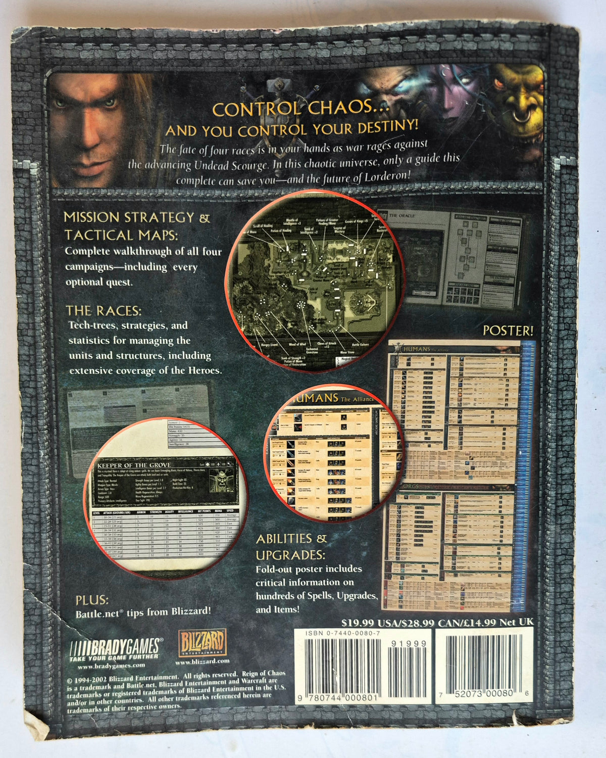 Warcraft III Reign of Chaos Official Strategy Guide by Bart G. Farkas (Good, 2002, Pbk, 286 pgs, Blizzard)