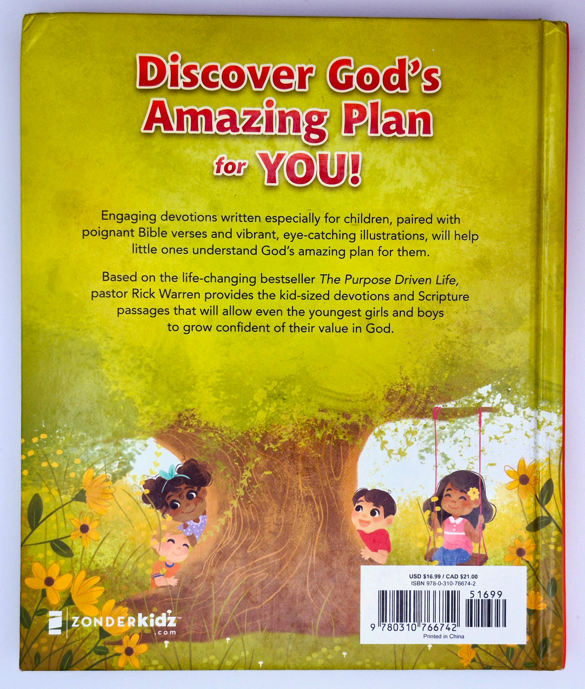 The Purpose Driven Life: 100 Illustrated Devotions for Children by Rick Warren (Very Good, 2019, HC, 205 pgs, Zonderkidz)