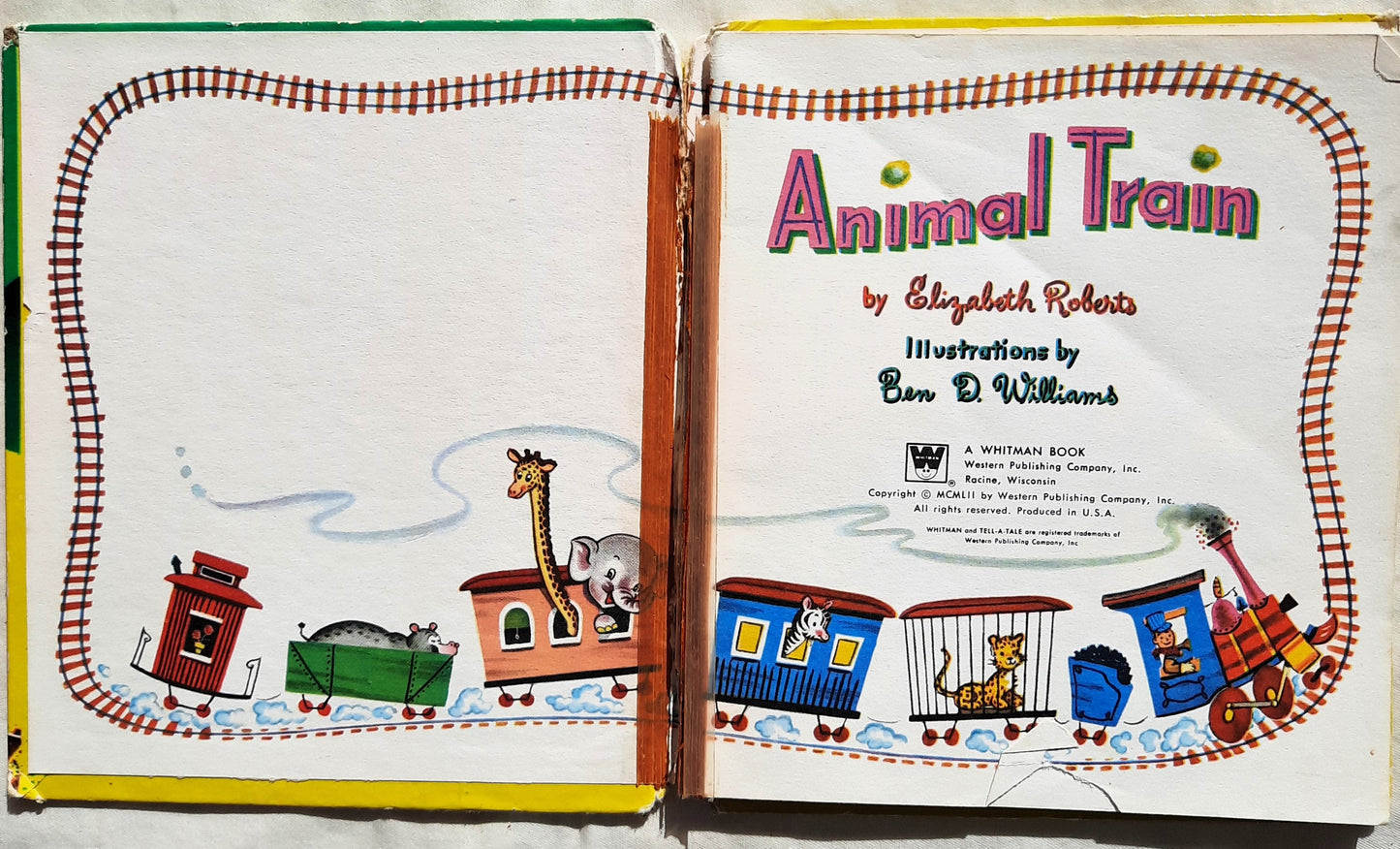 Animal Train by Elizabeth Roberts; Ben D. Williams (Acceptable, 1952, HC, Western Publishing Tell-A-Tale Books)