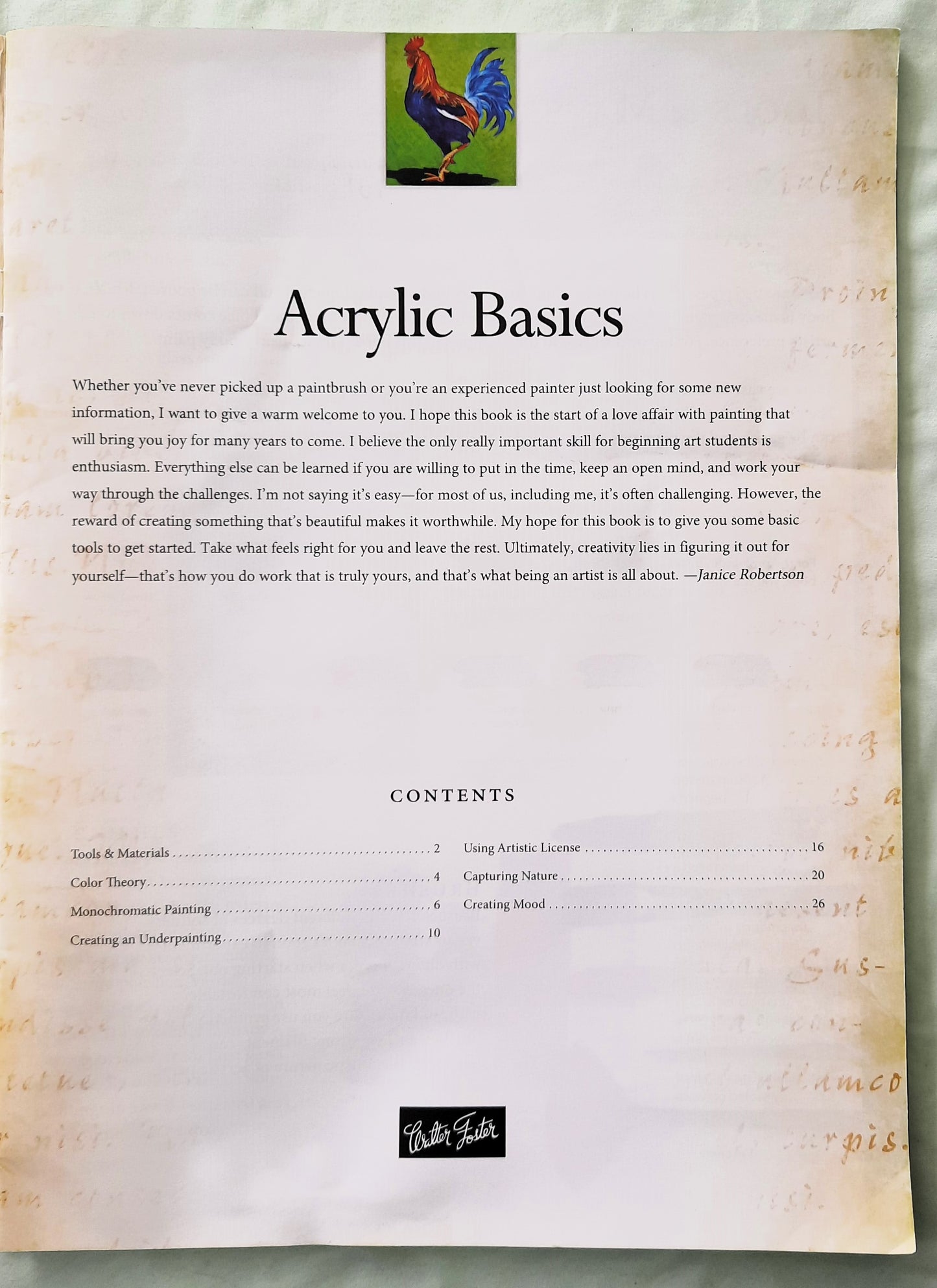 Acrylic Basics by Janie Robertson (Very good, 2015, Pbk, 32 pages, Walter Foster)